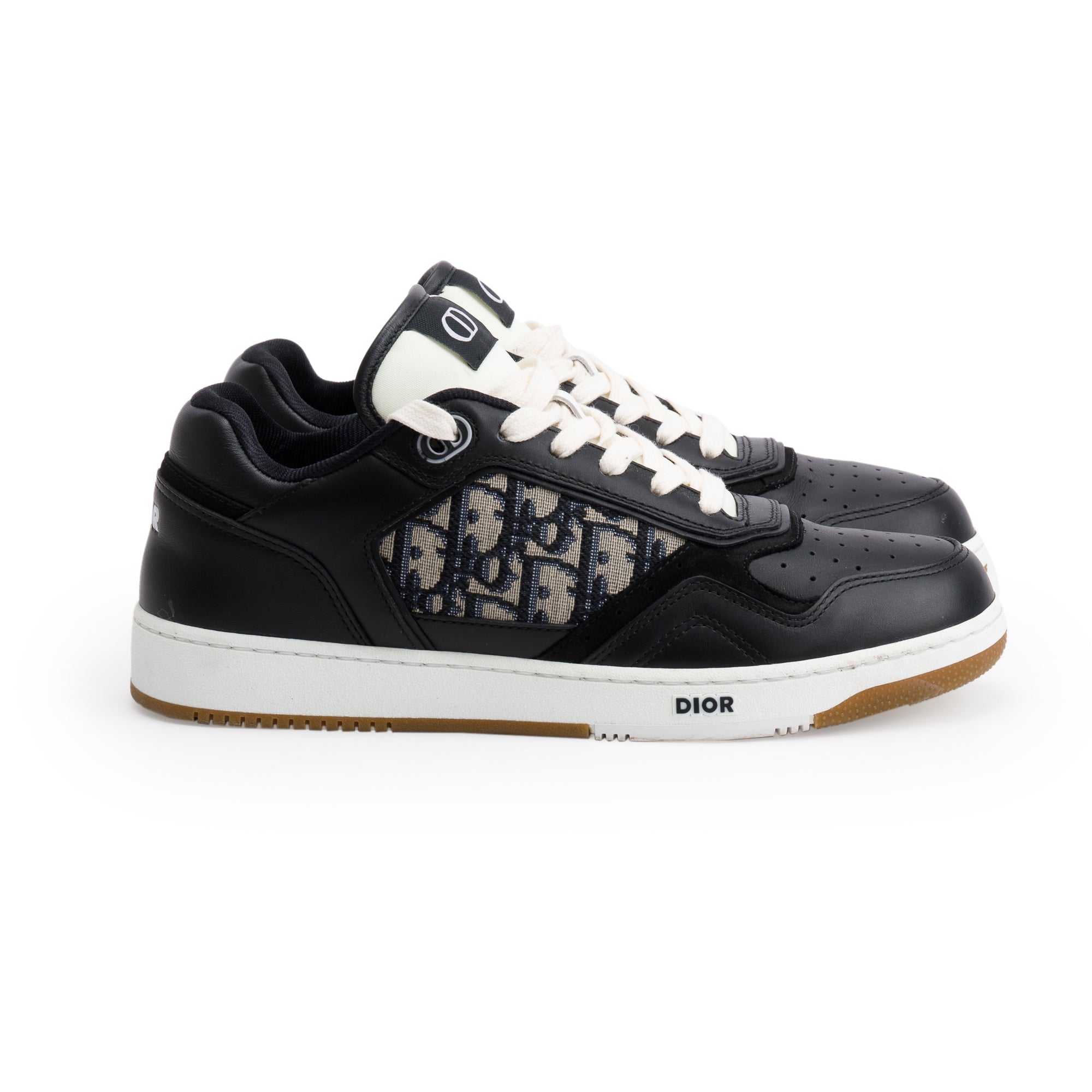 Christian Dior Black Leather Oblique Jacquard B27 Sneakers, Size 42 w/ Box