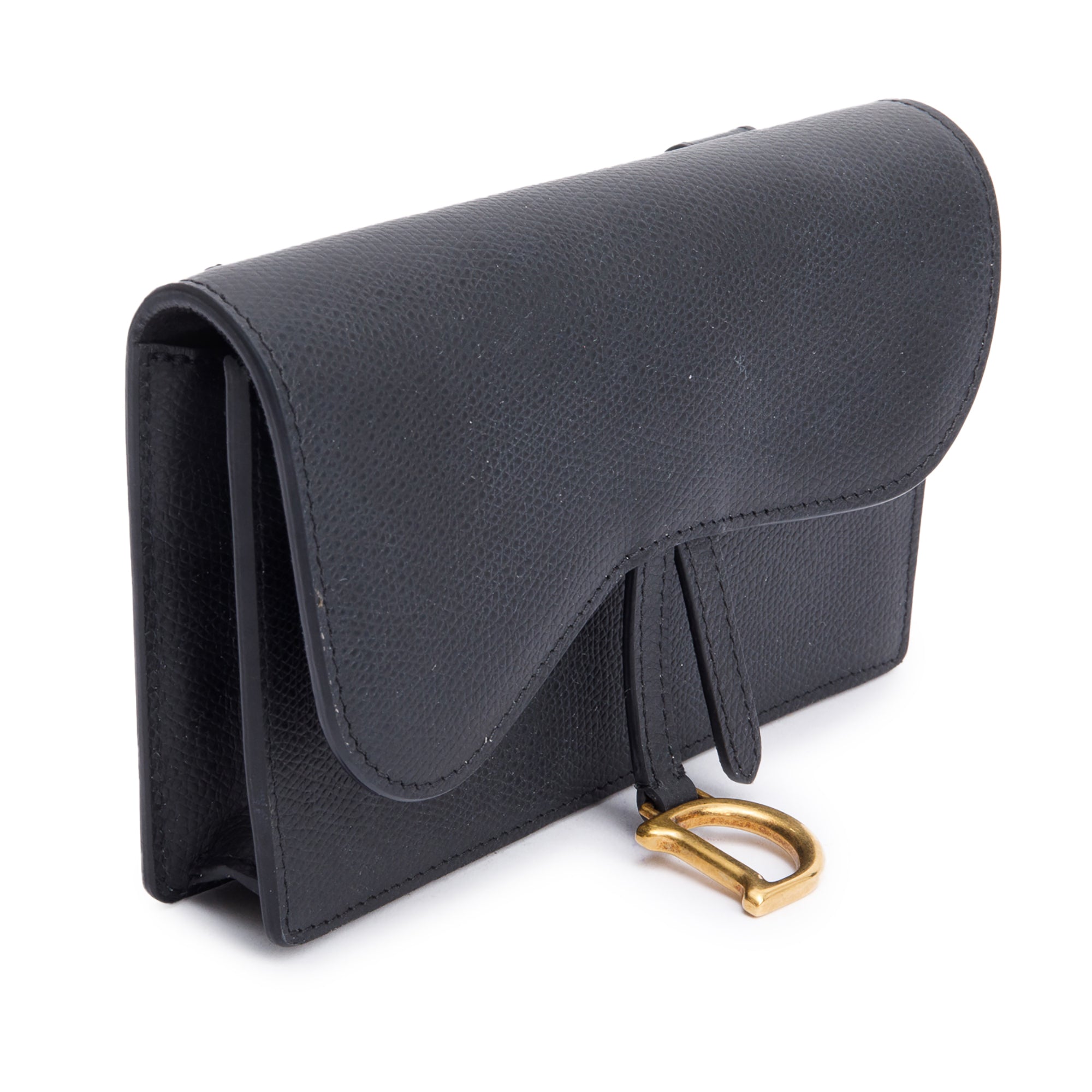 Christian Dior Black Leather Saddle Belt Pouch w/ Box & Authenticity Card
