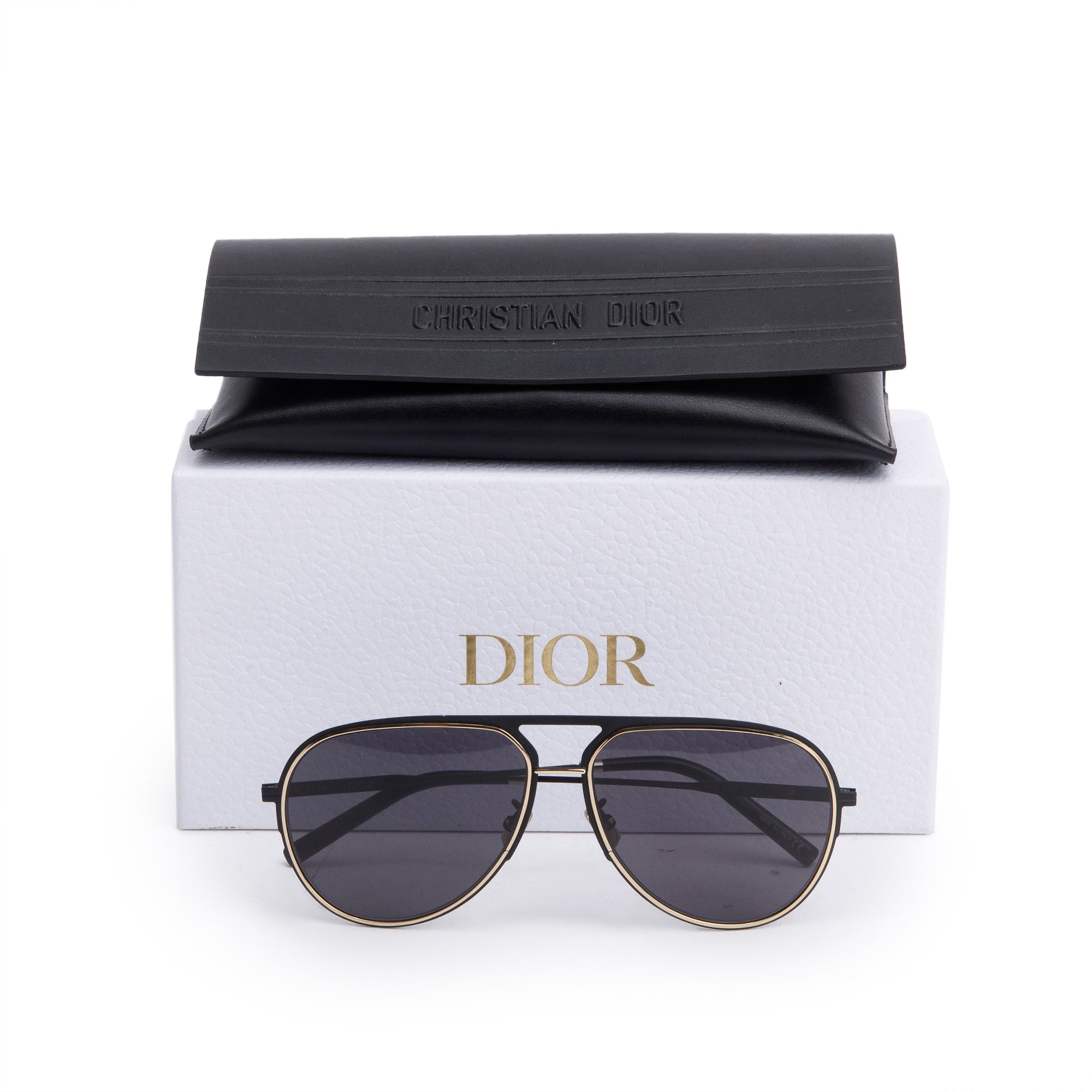 Christian Dior Black Metal DiorEssential A2U Aviator Sunglasses w/ Box & Case