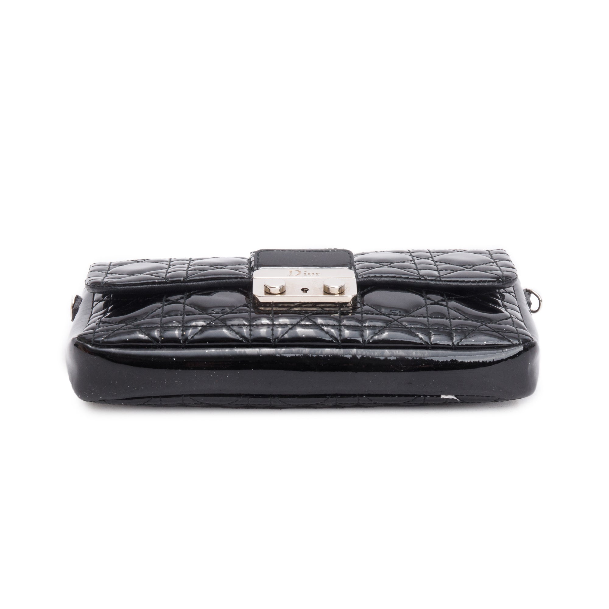 Christian Dior Black Patent Cannage Miss Dior Promenade Pouch