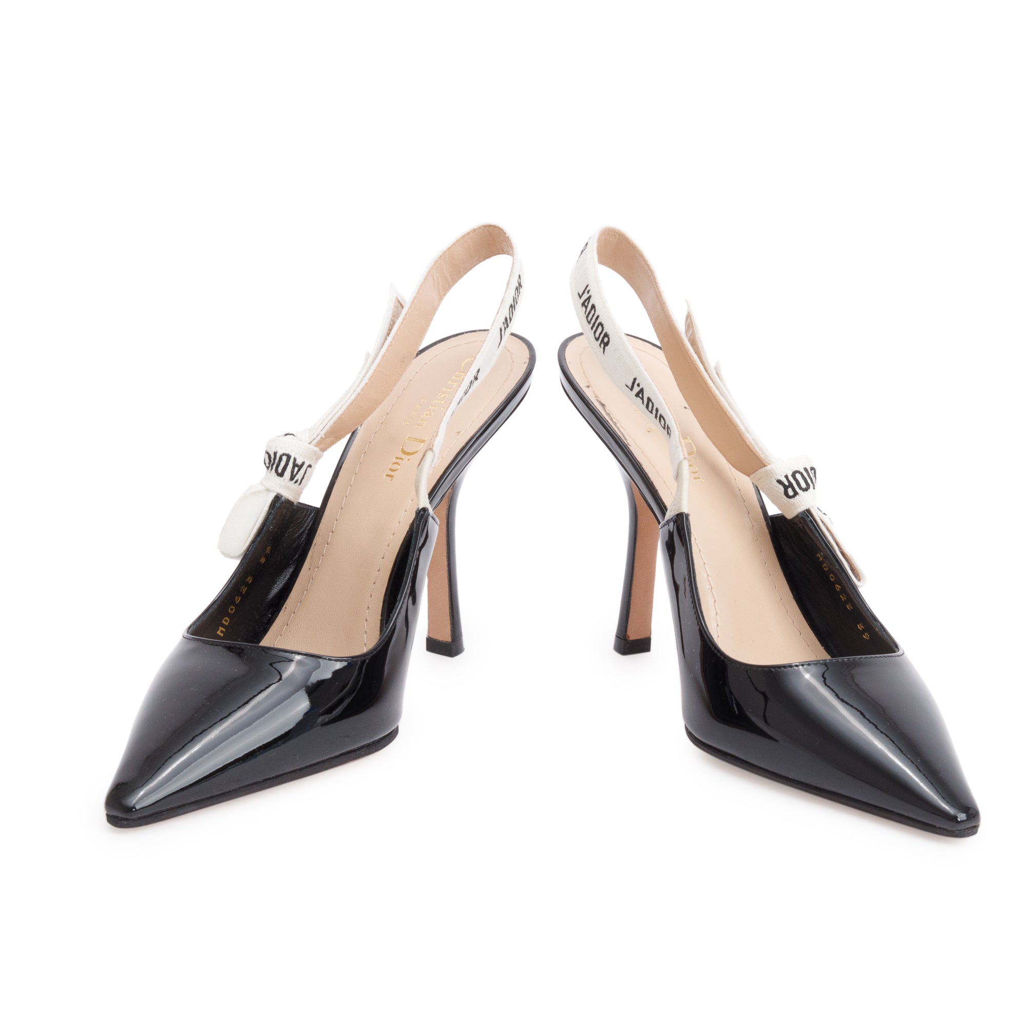 Christian Dior Black Patent Leather J'Adior Slingback Pumps, Size 39