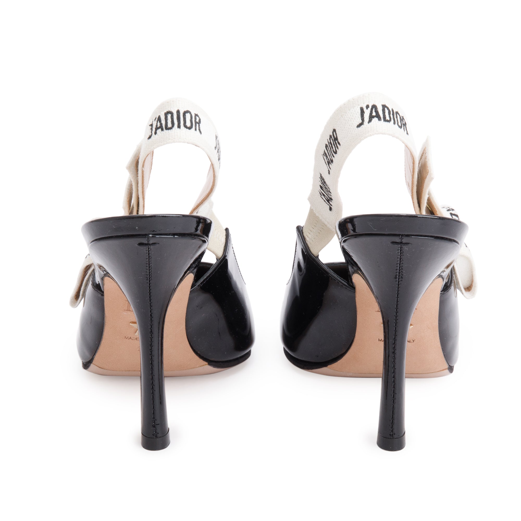 Christian Dior Black Patent Leather J'Adior Slingback Pumps, Size 39