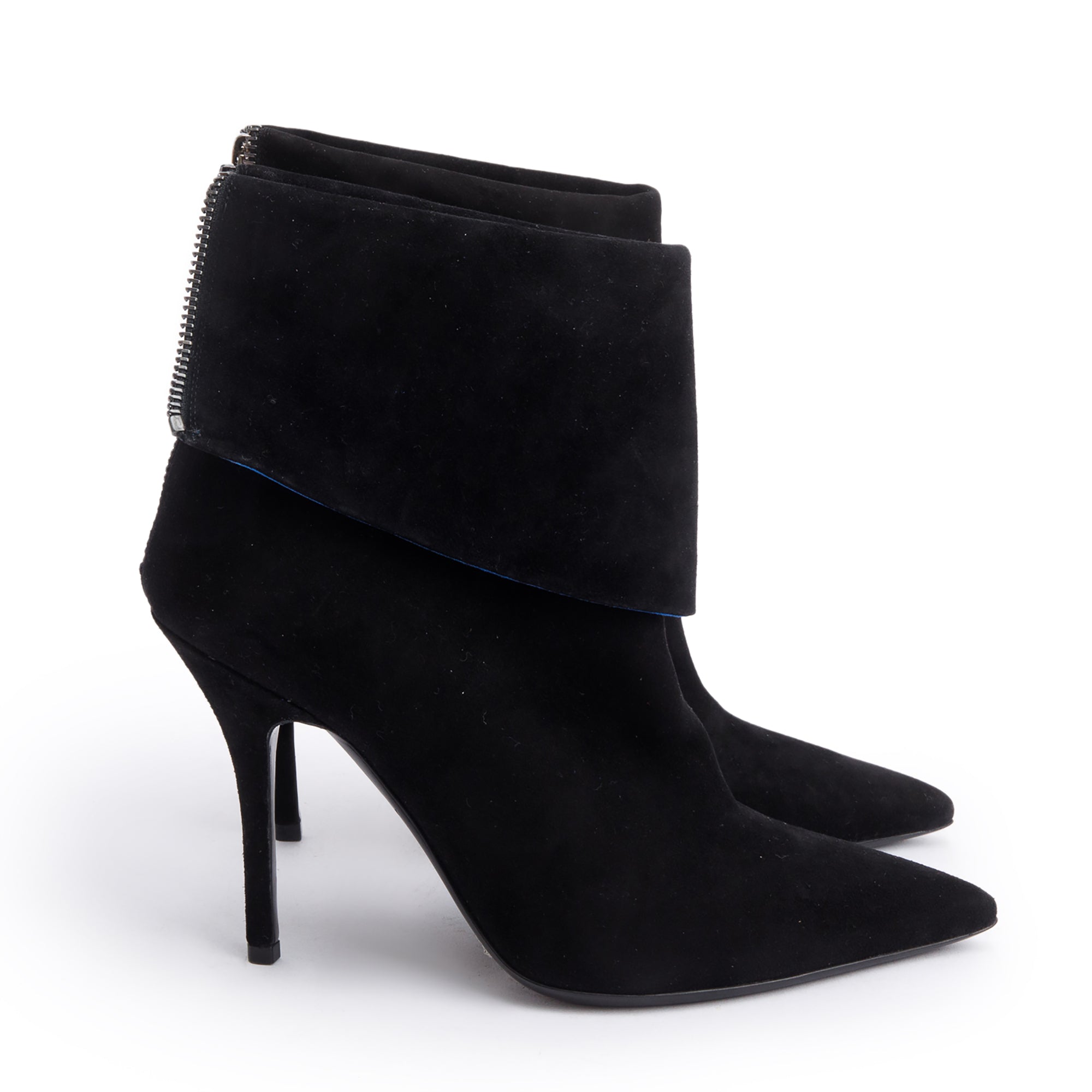 Christian Dior Black Suede Reverso Ankle Boots, Size 37 w/ Box