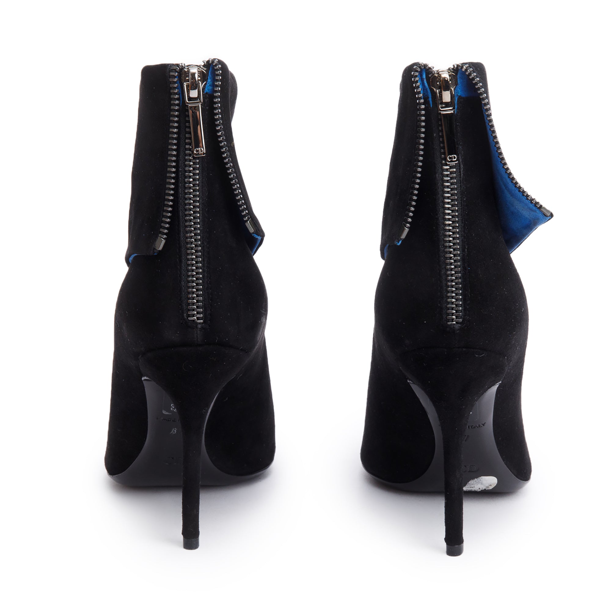 Christian Dior Black Suede Reverso Ankle Boots, Size 37 w/ Box