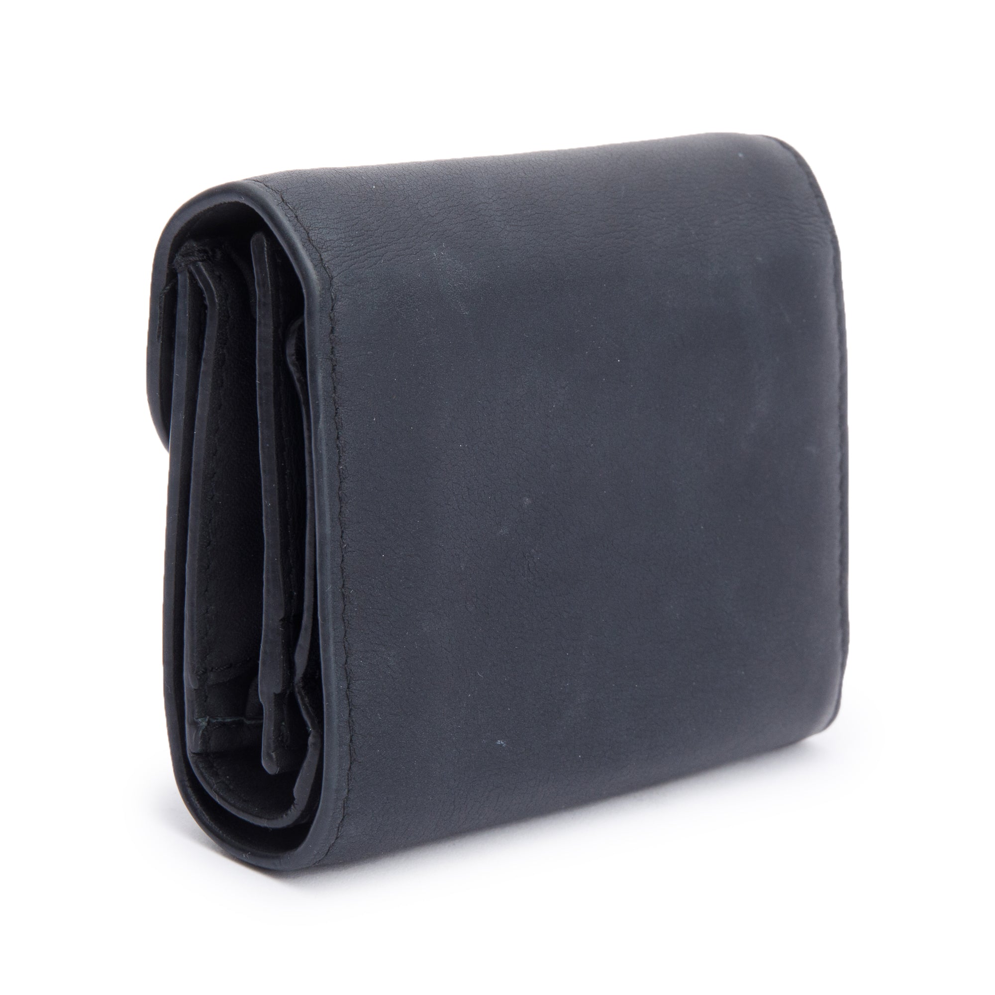 Christian Dior Black Ultra Matte Leather Saddle Lotus Wallet w/ Box