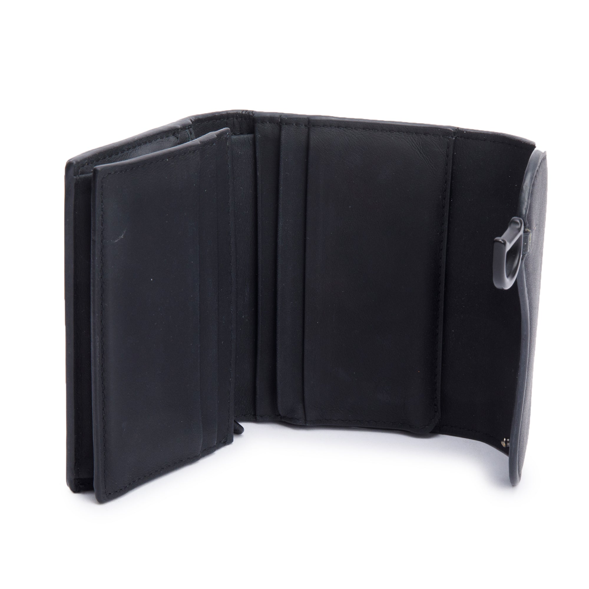 Christian Dior Black Ultra Matte Leather Saddle Lotus Wallet w/ Box