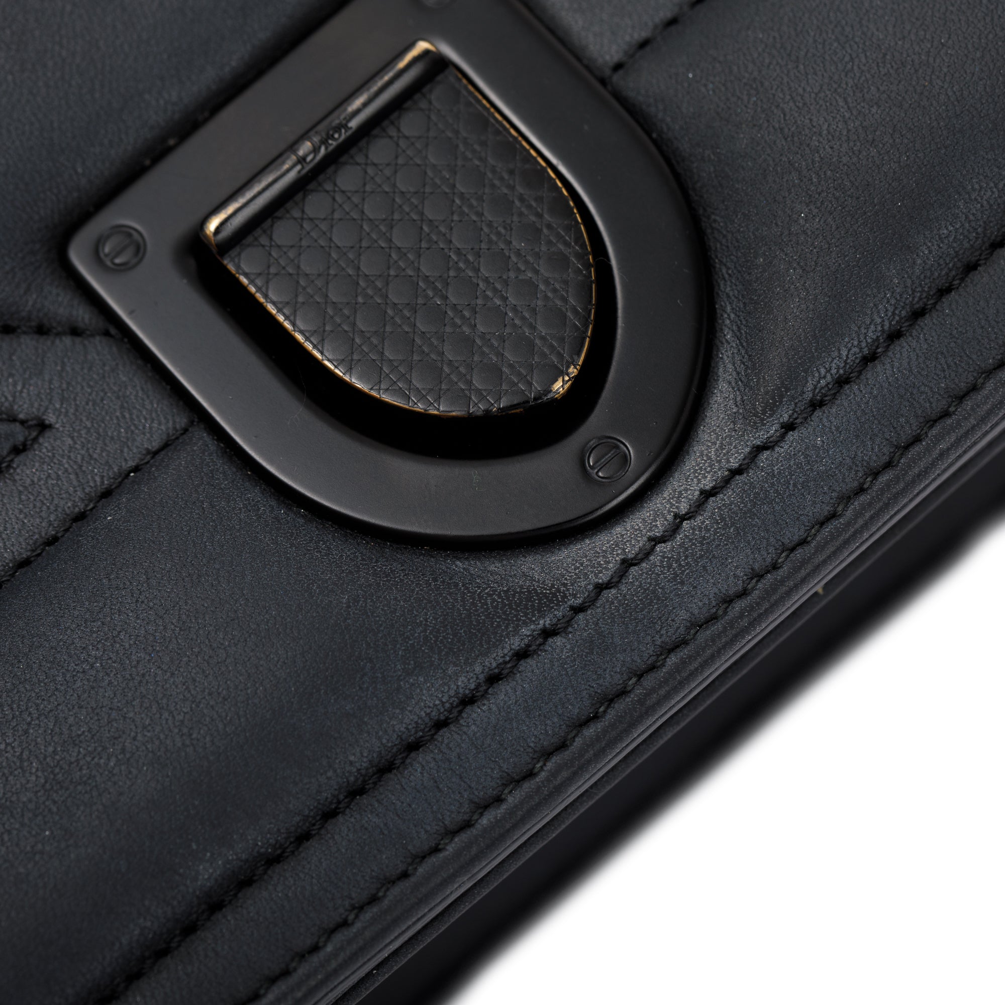 Christian Dior Black Ultramatte Calfskin Leather Medium Diorama Flap Bag