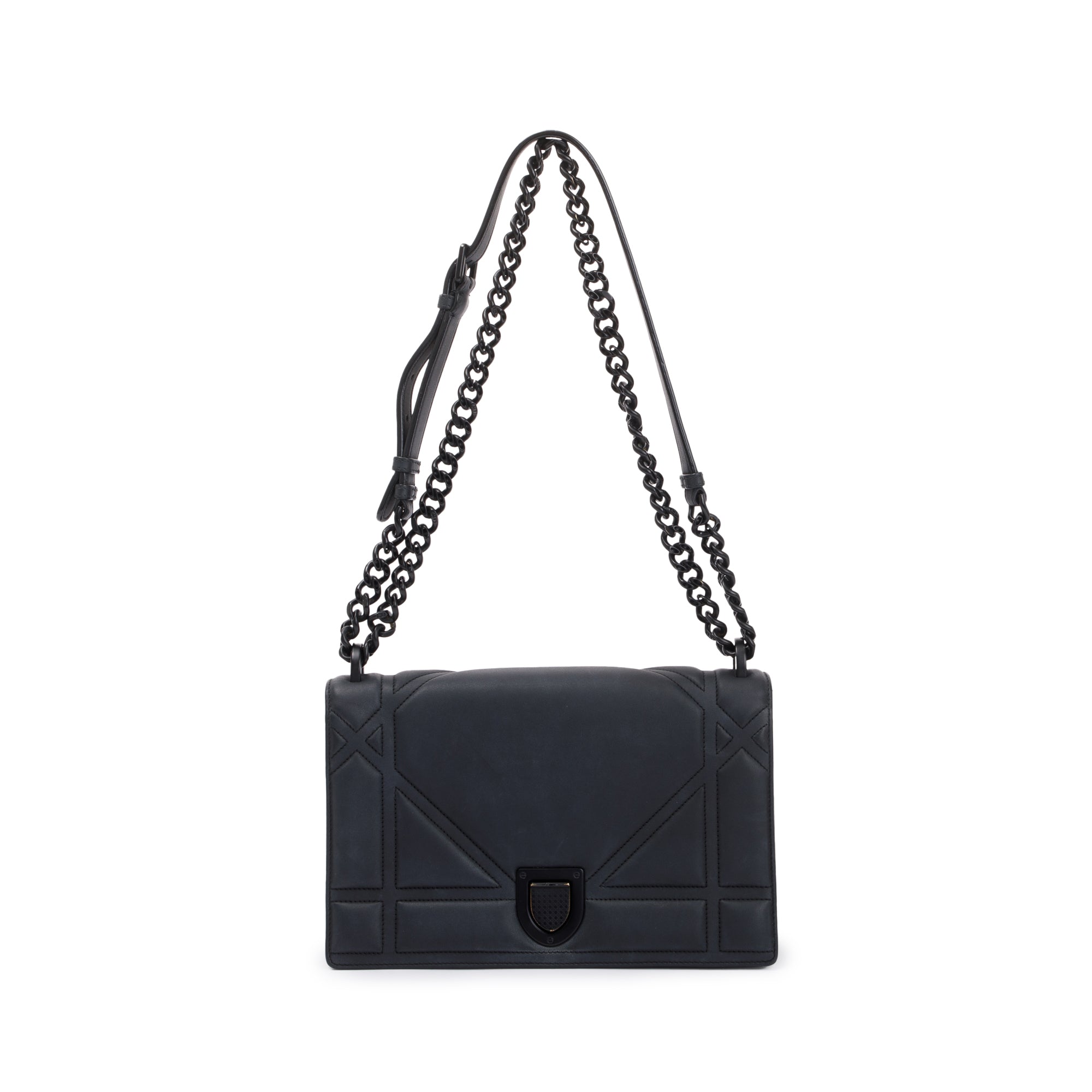 Christian Dior Black Ultramatte Calfskin Leather Medium Diorama Flap Bag