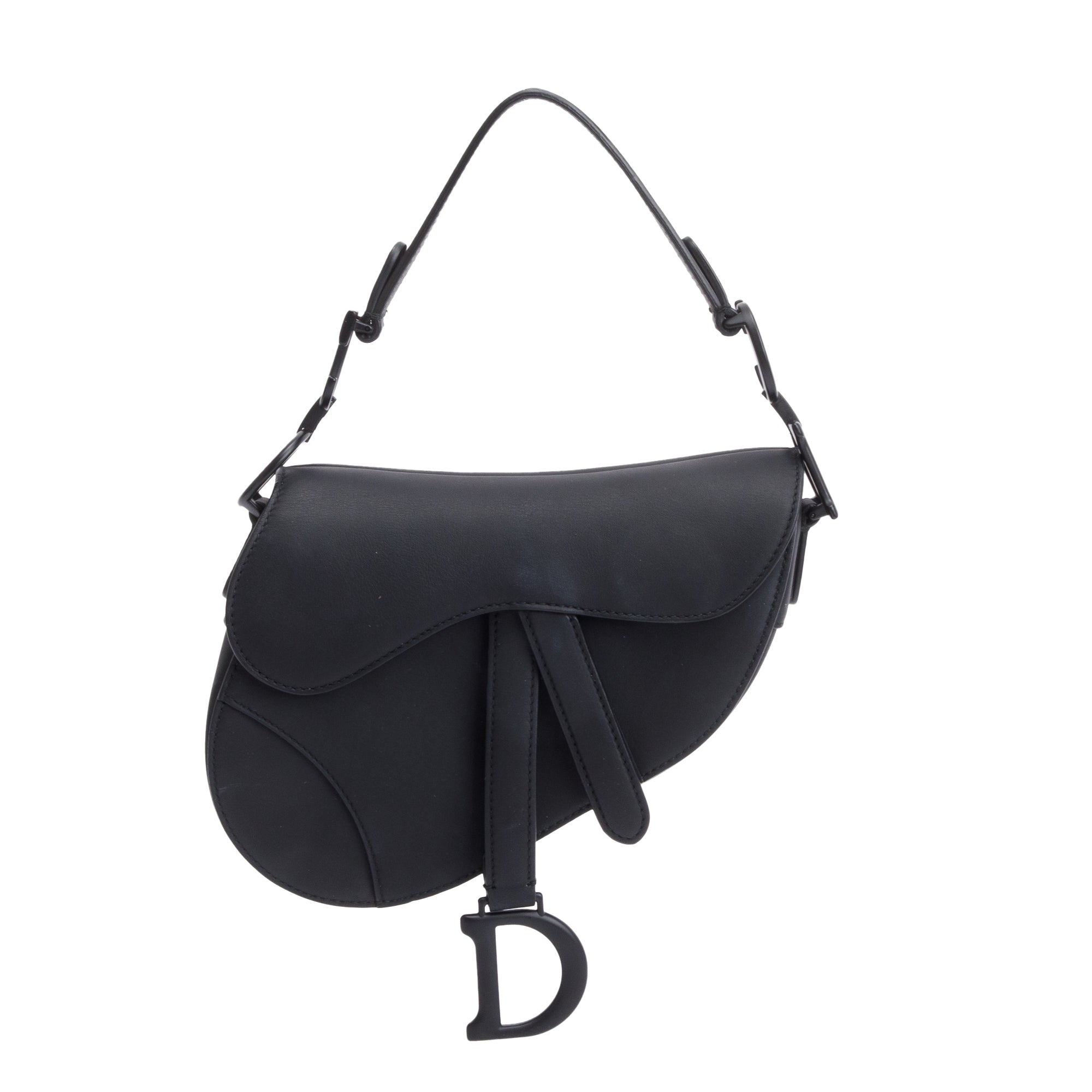 Christian Dior Black Ultramatte Calfskin Leather Mini Saddle Bag w/ Box & Authenticity Card