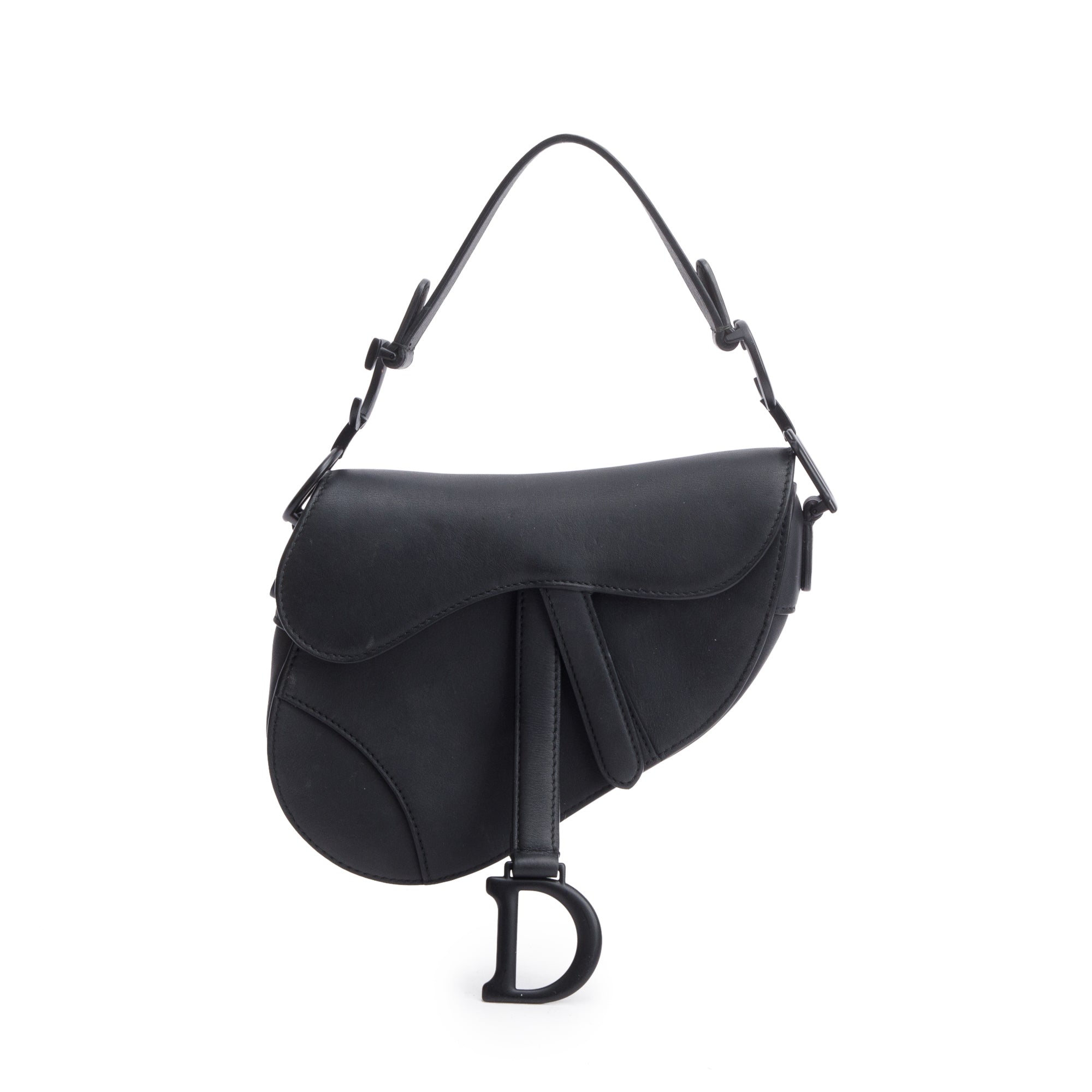 Christian Dior Black Ultramatte Calfskin Leather Mini Saddle Bag