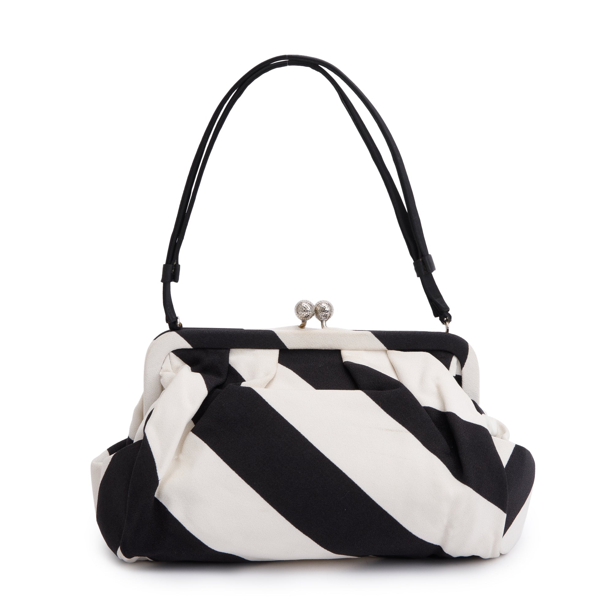 Christian Dior Black & White Canvas Frame Clutch Bag w/ Authenticity Card