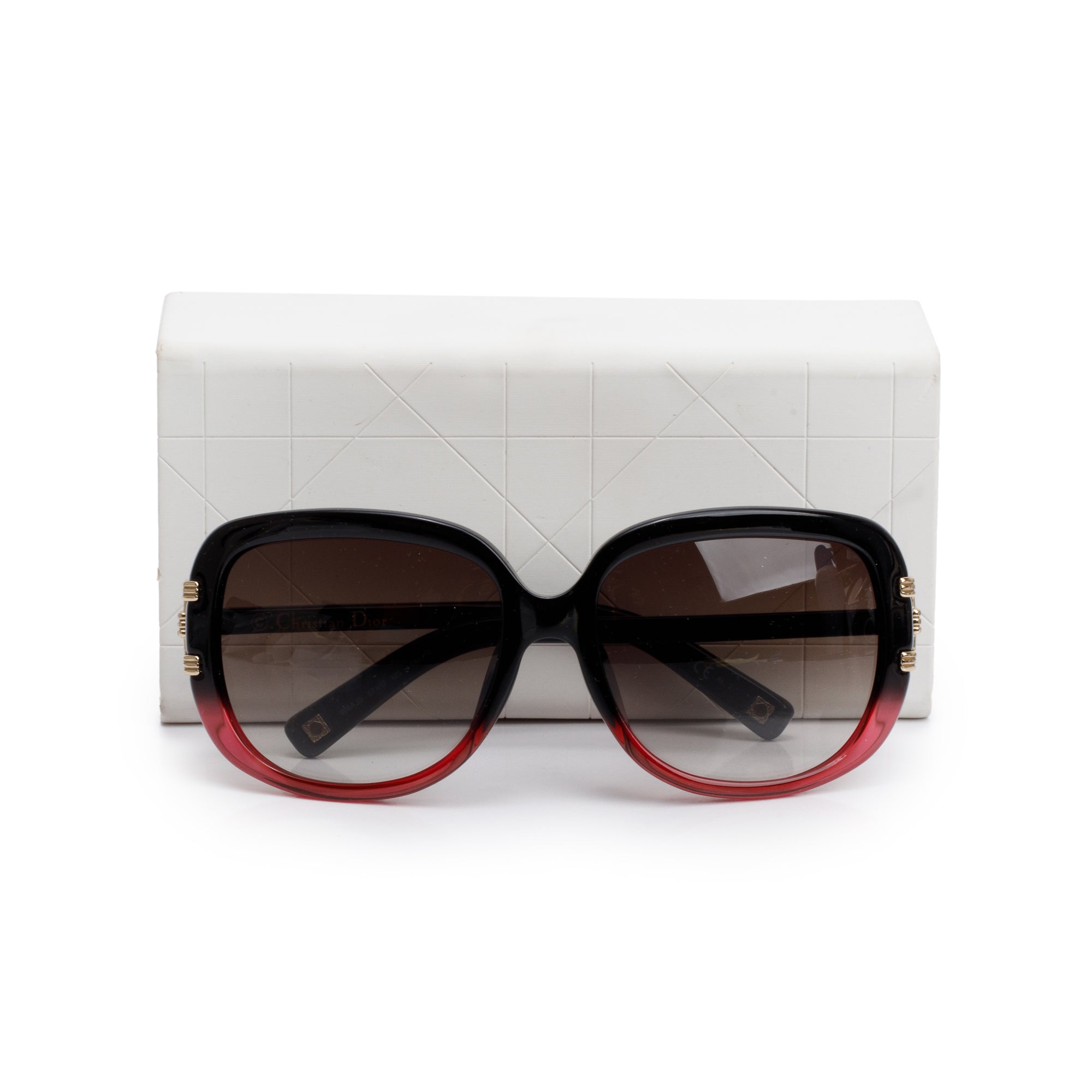 Christian Dior Black/Red Acetate DiorGraphix3F Square Sunglasses w/ Case