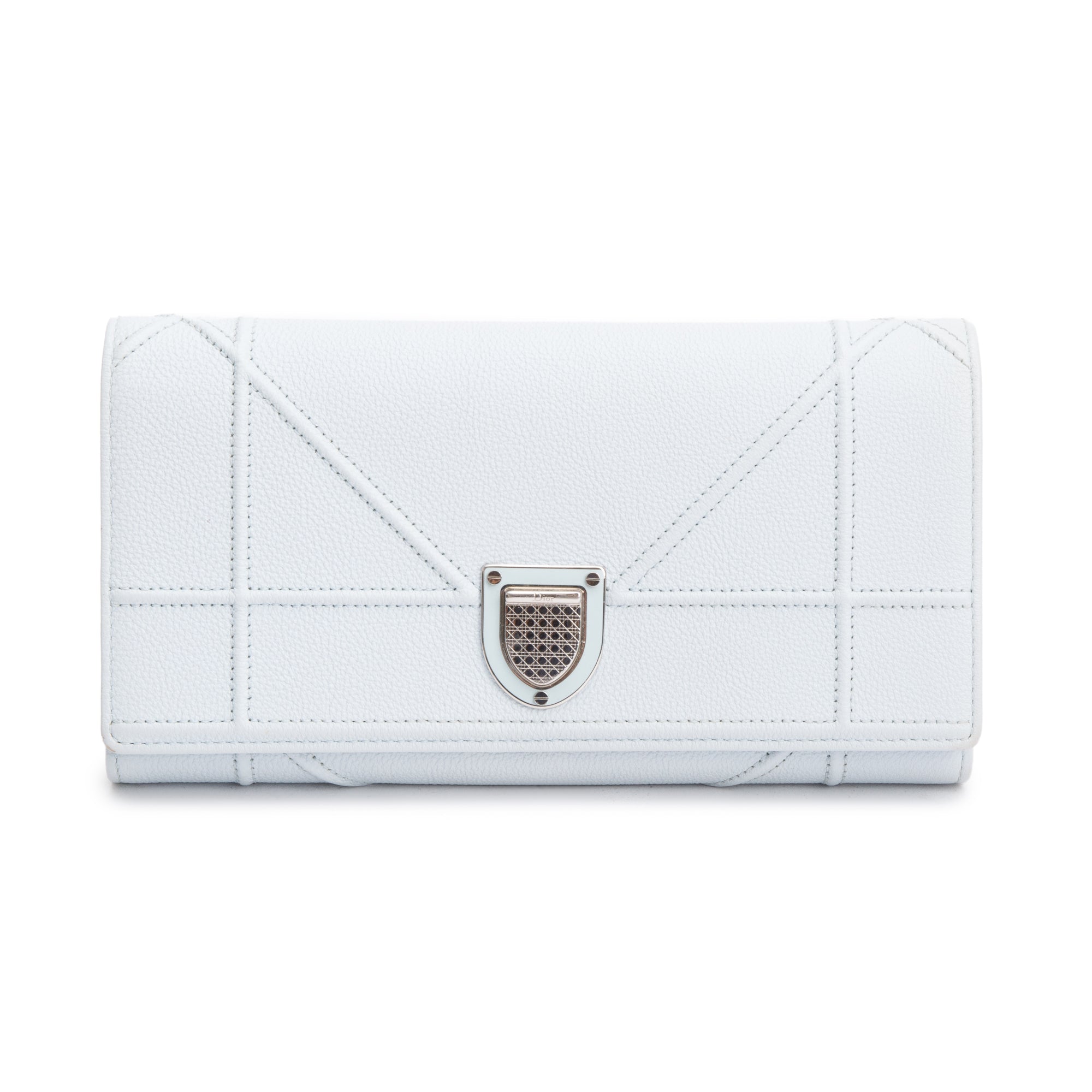 Christian Dior Blue Calfskin Leather Diorama Wallet on Chain