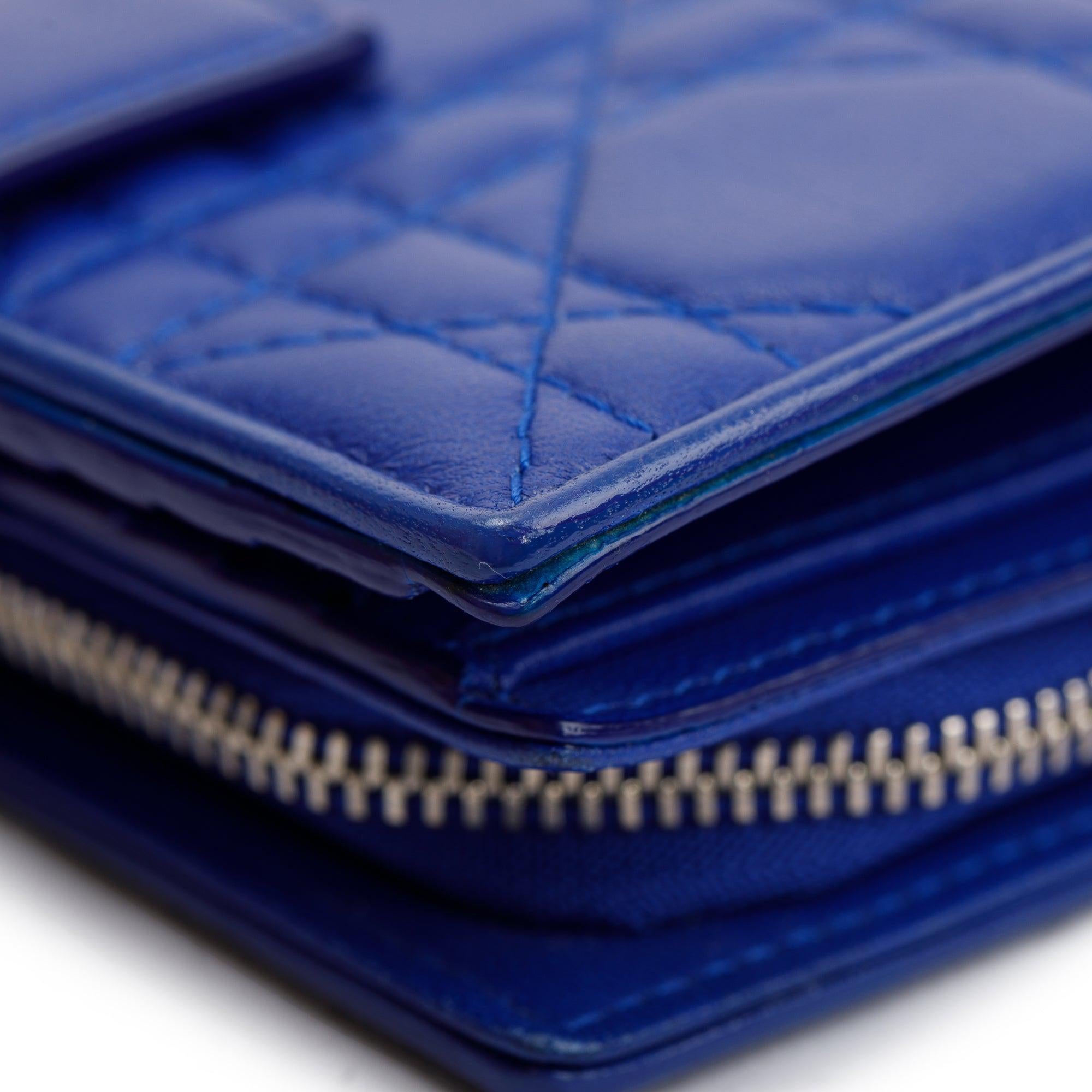 Christian Dior Blue Cannage Lambskin Leather Lady Dior Compact Wallet