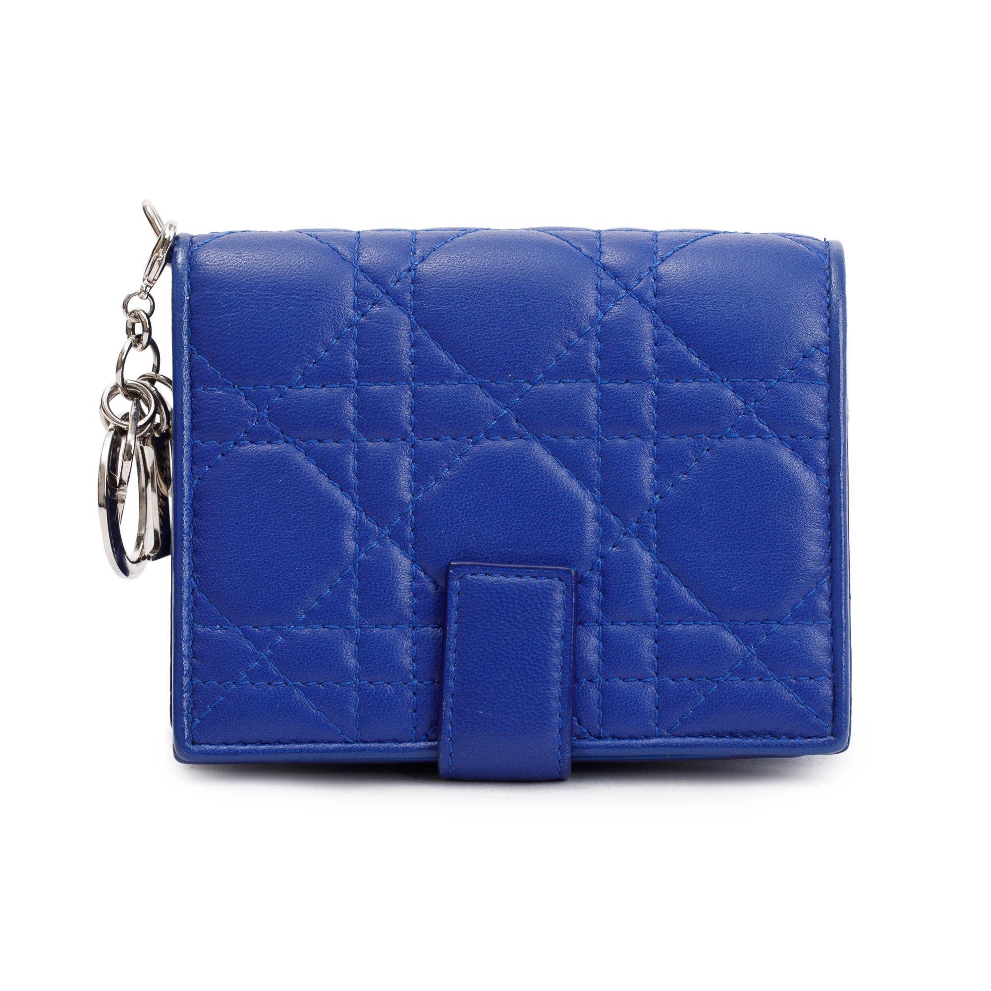 Christian Dior Blue Cannage Lambskin Leather Lady Dior Compact Wallet