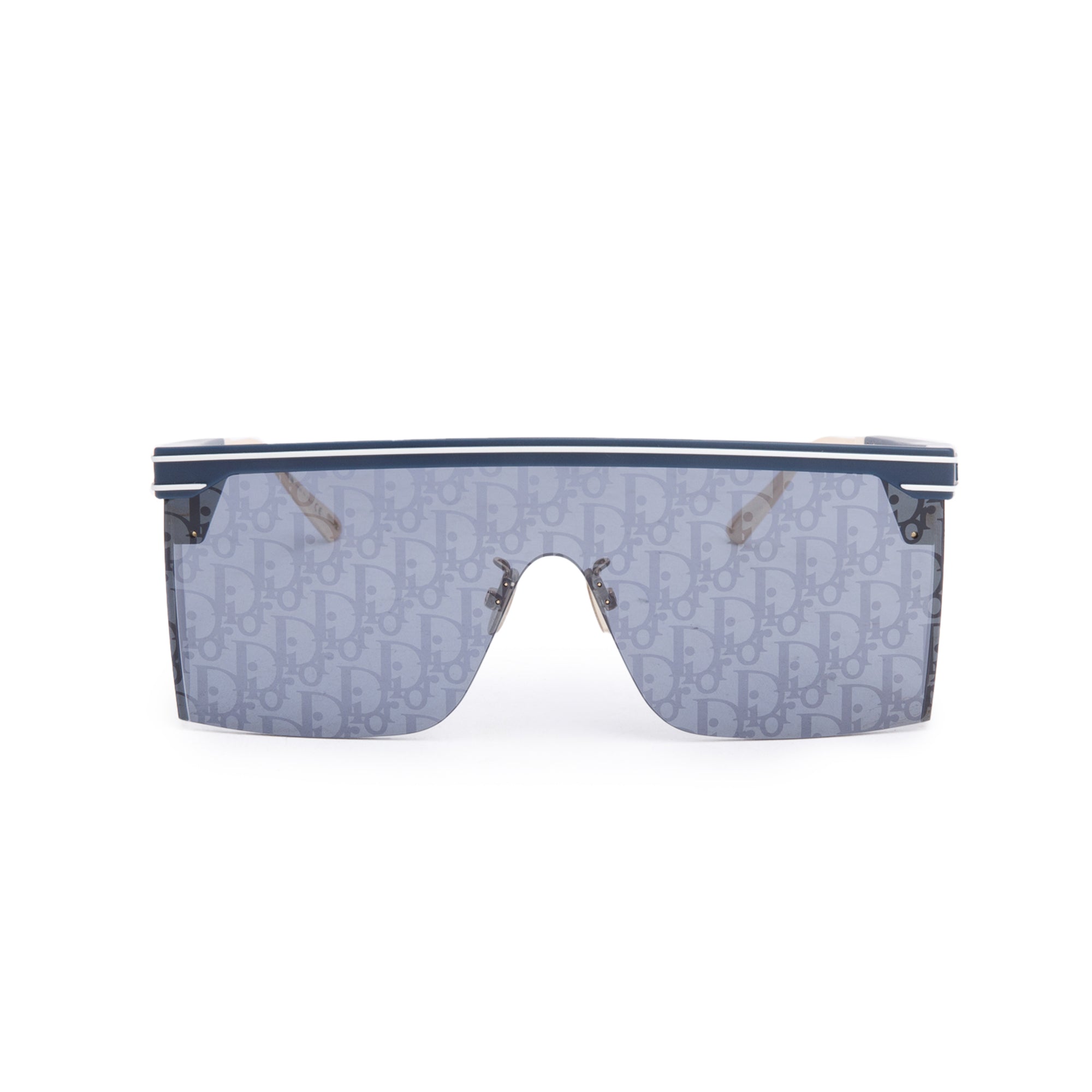 Christian Dior Blue Oblique DiorClub M1U Shield Mask Sunglasses w/ Box & Case