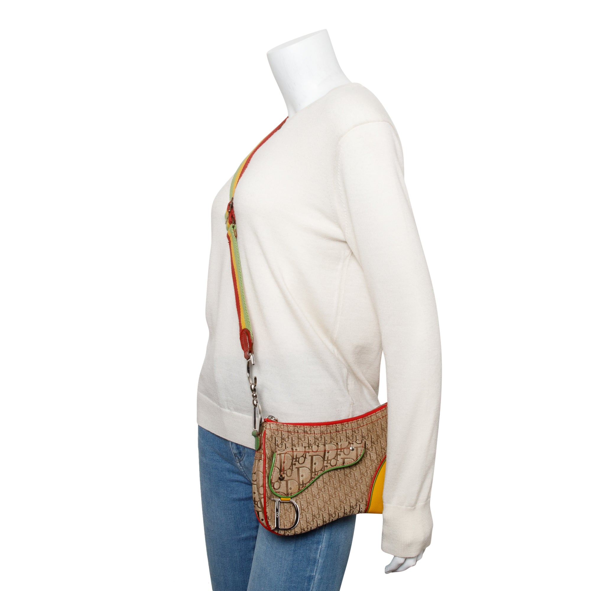 Christian Dior Brown Diorissimo Rasta Double Saddle Bag