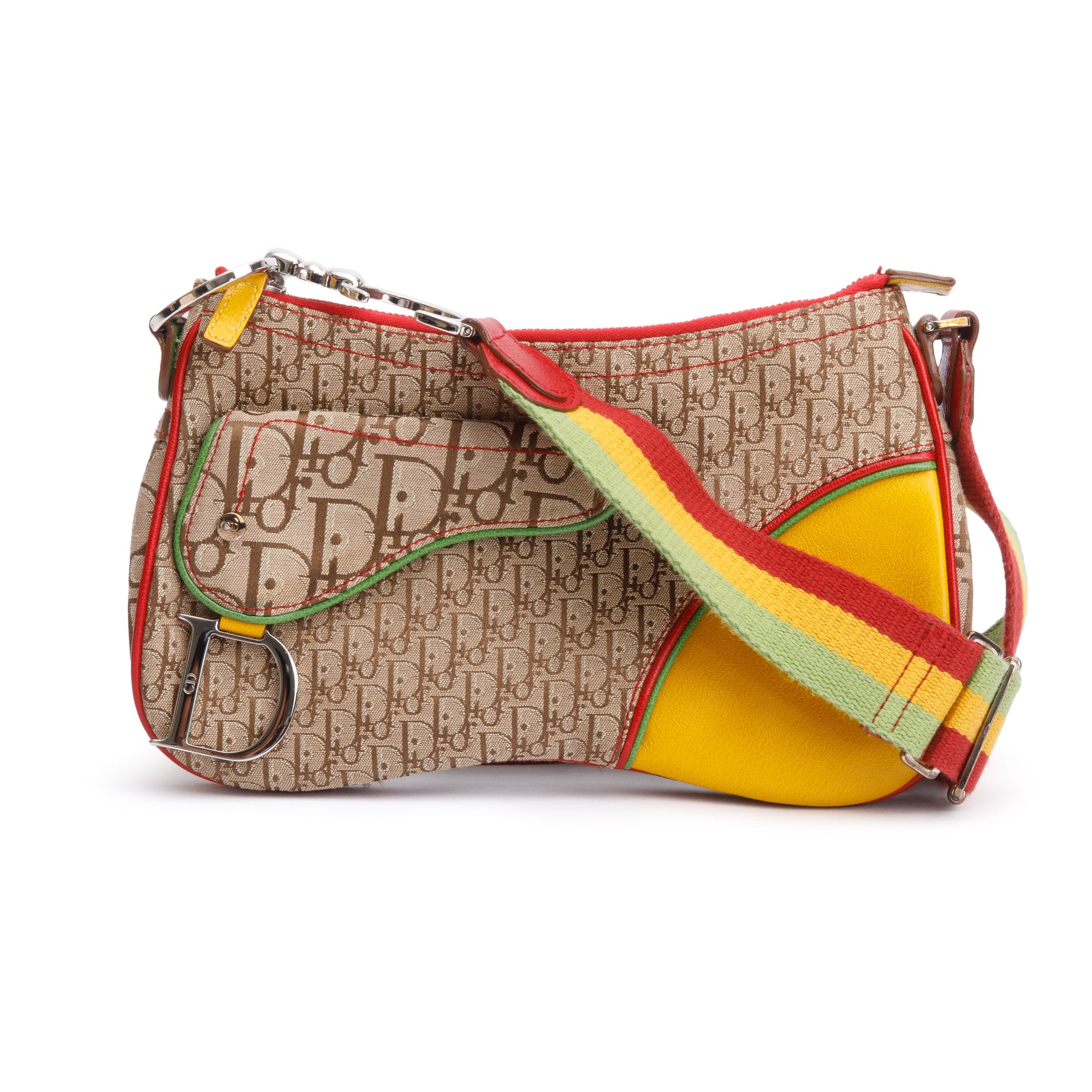 Christian Dior Brown Diorissimo Rasta Double Saddle Bag