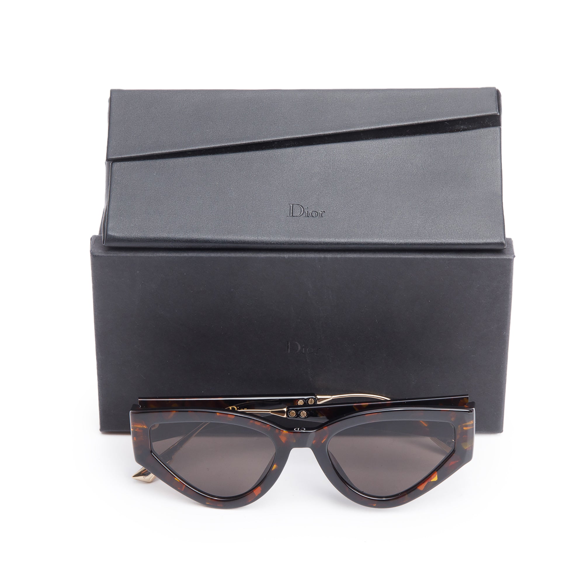 Christian Dior Brown Havana Acetate CatStyleDior1 Sunglasses w/ Box, Case & Card