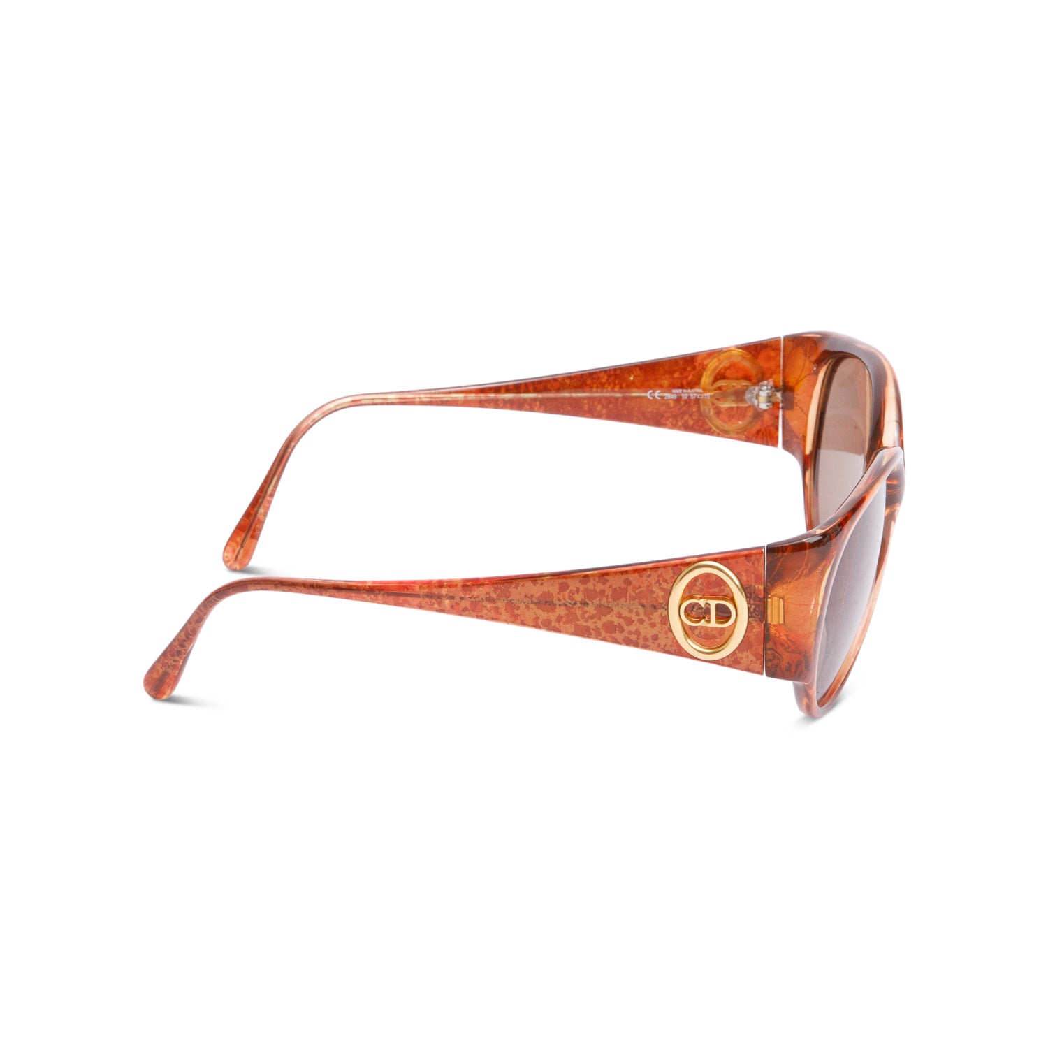 Christian Dior Brown Printed Acetate Austria 2849 Round Sunglasses w/ Case