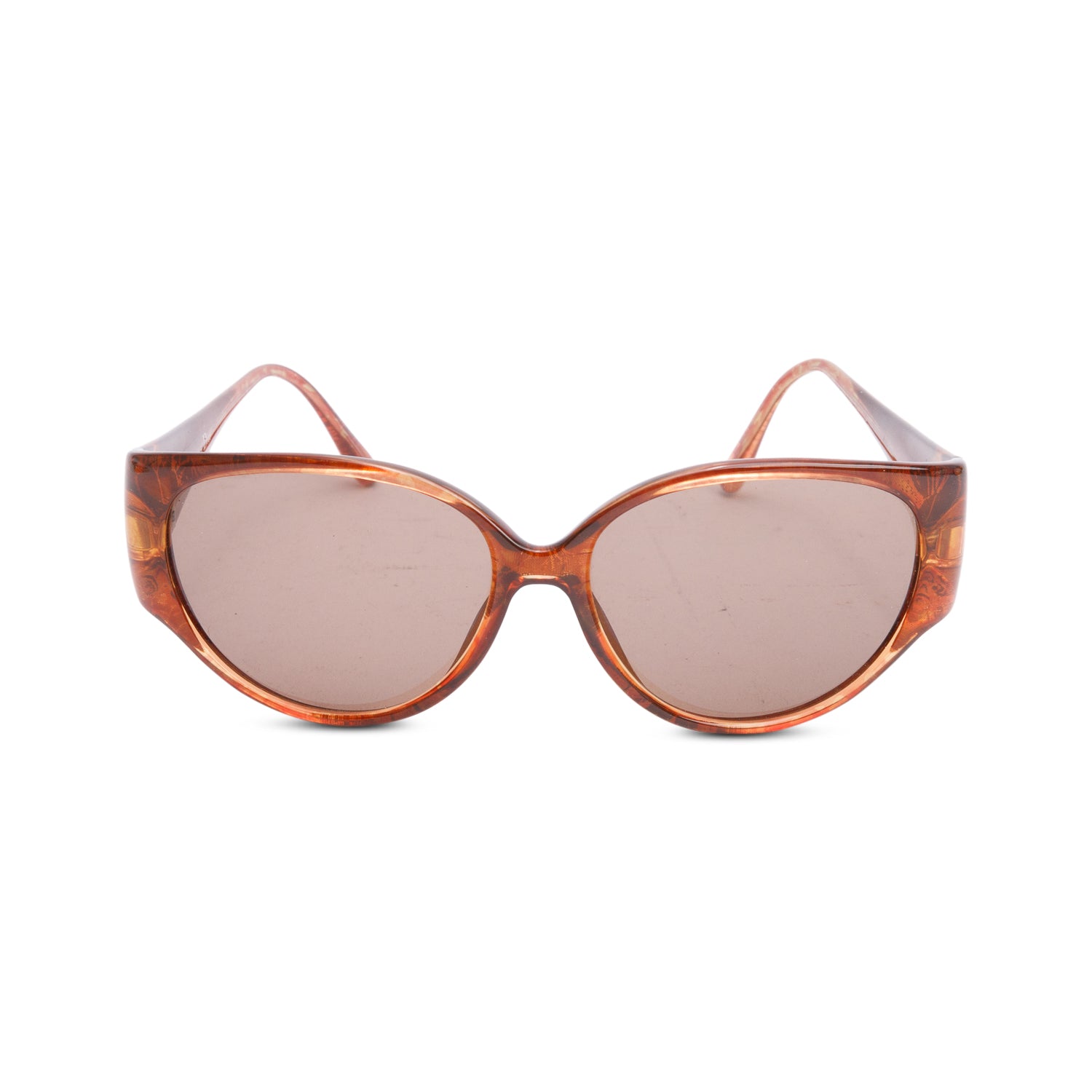 Christian Dior Brown Printed Acetate Austria 2849 Round Sunglasses w/ Case