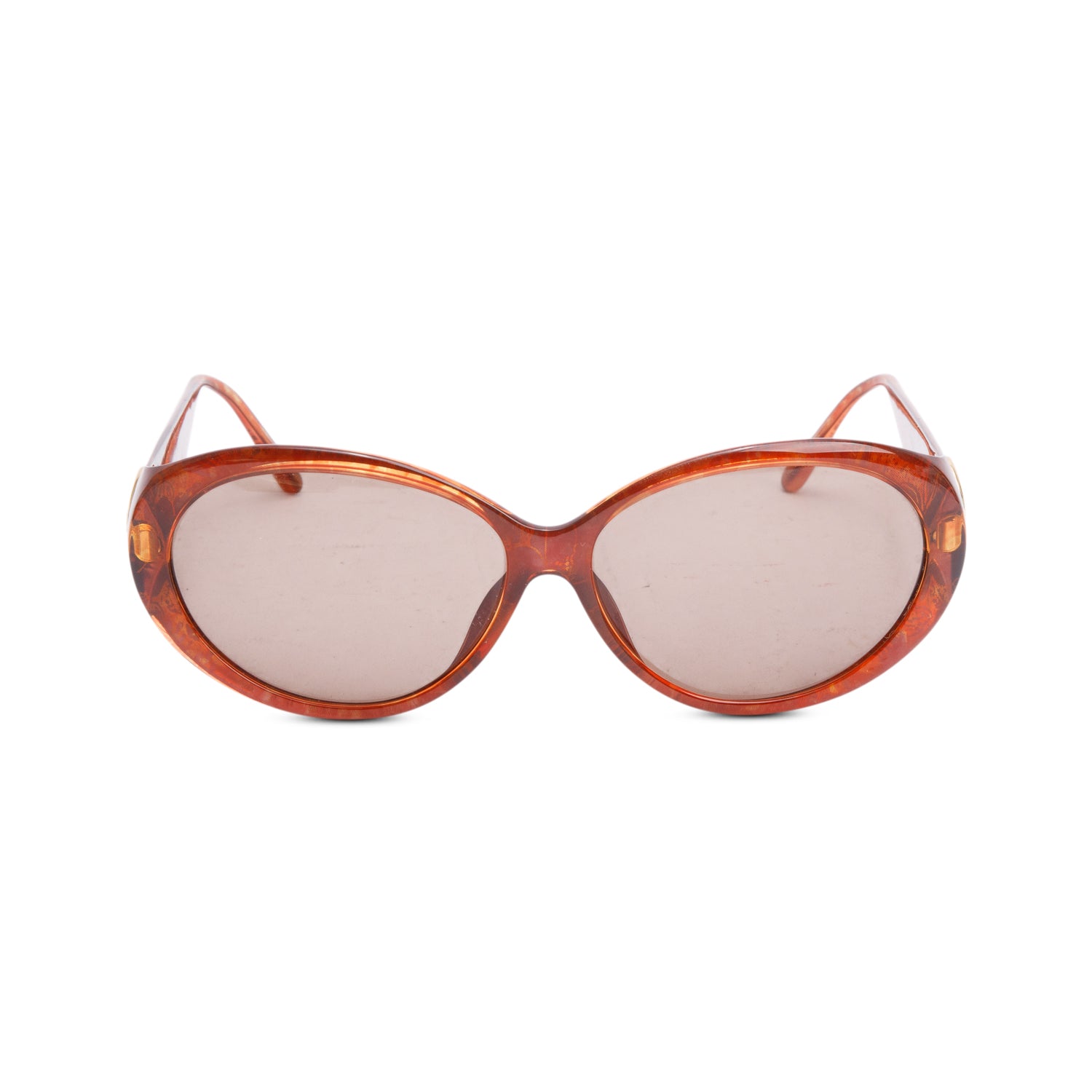 Christian Dior Brown Printed Acetate Austria 2854 Oval Sunglasses w/ Case