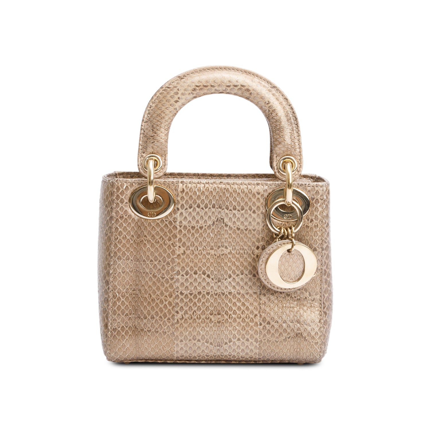 Christian Dior Brown Python Mini Lady Dior Bag w/ Strap