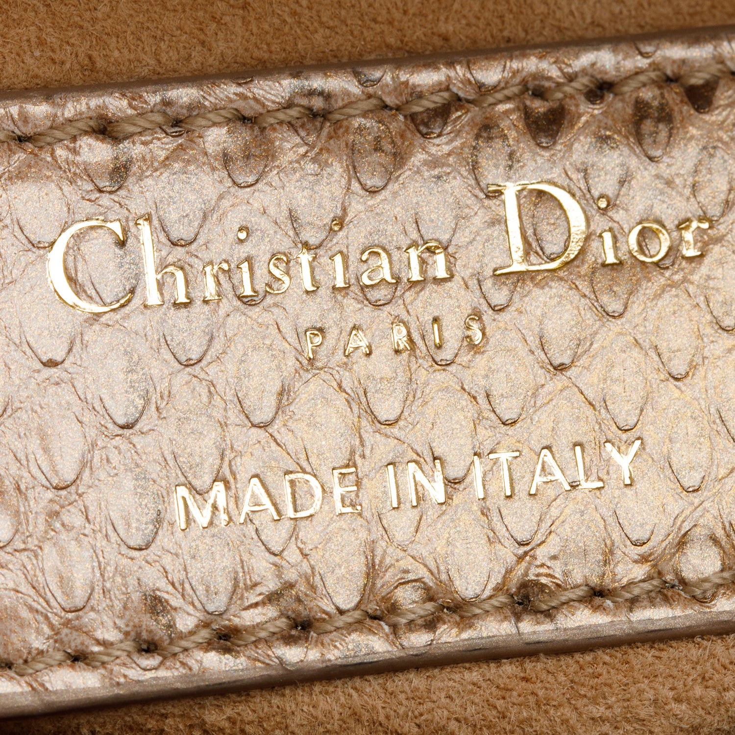 Christian Dior Brown Python Mini Lady Dior Bag w/ Strap