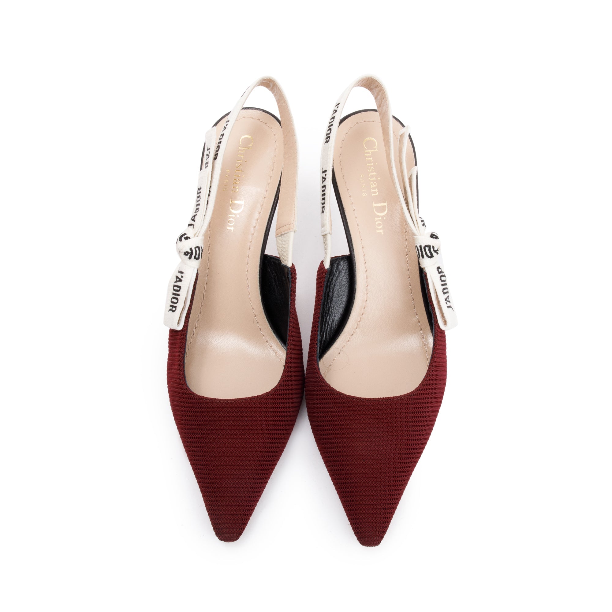 Christian Dior Burgundy Technical Fabric J'Dior Slingback Pump, Size 38 w/ Box