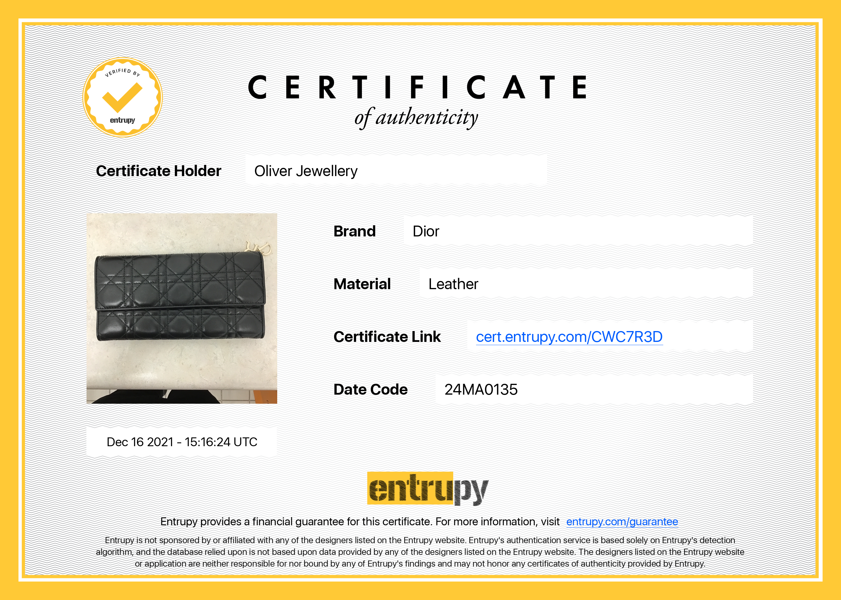 Christian Dior Cannage Croisiere Wallet on Chain w/ Box