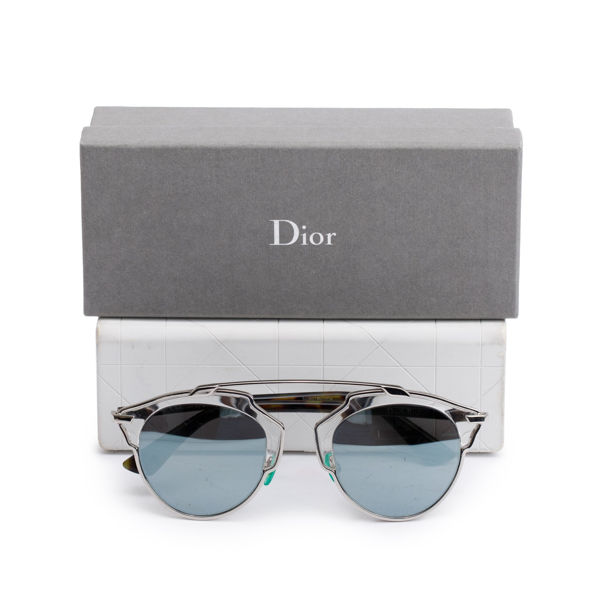 Christian Dior Clear & Green Havana Acetate SoReal Sunglasses w/ Box & Case