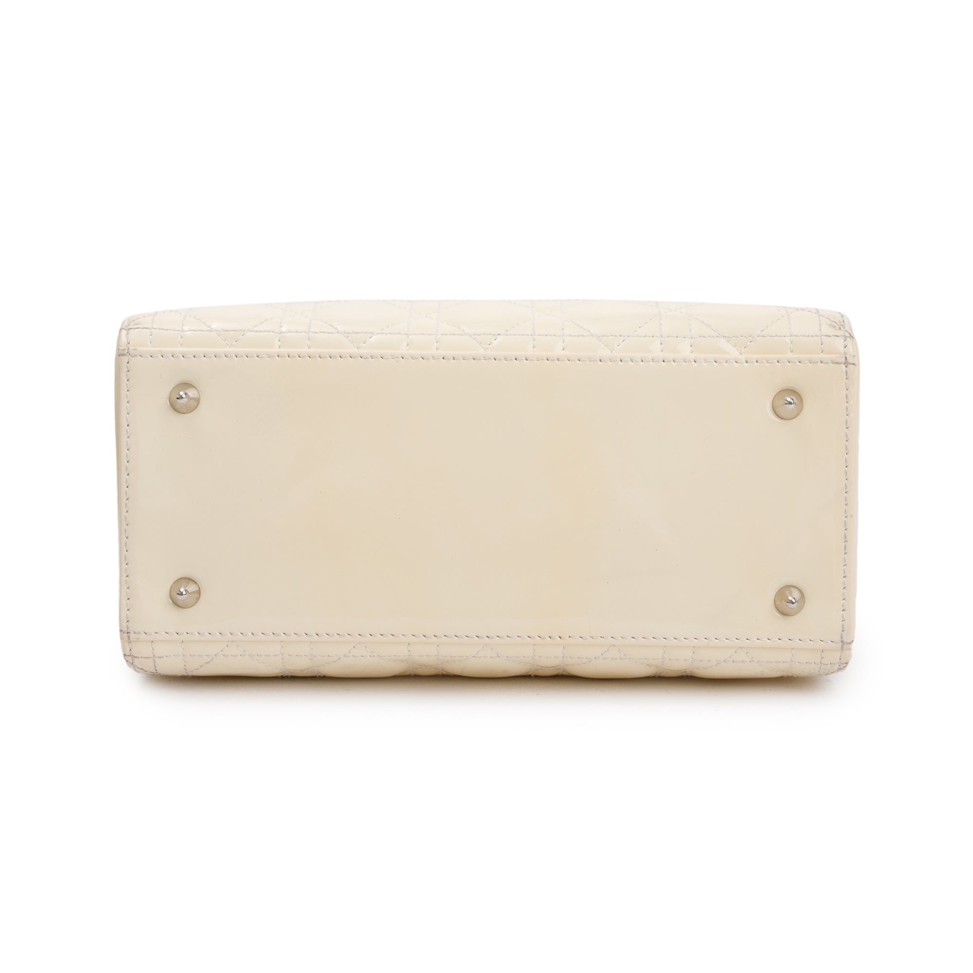 Christian Dior Creme Patent Leather Medium Lady Dior Bag w/ Strap