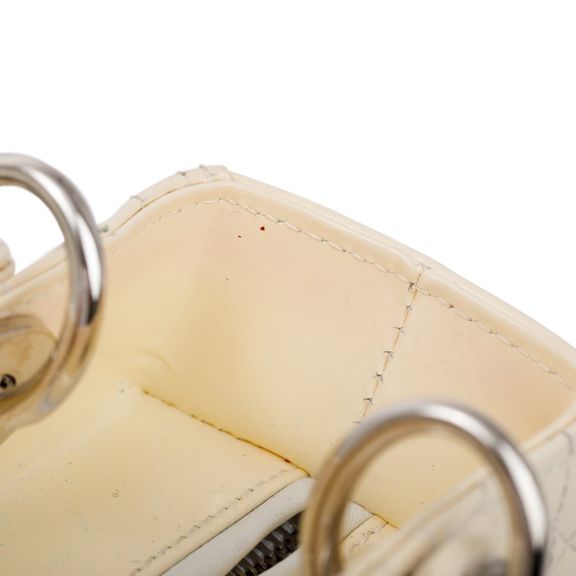 Christian Dior Creme Patent Leather Medium Lady Dior Bag w/ Strap