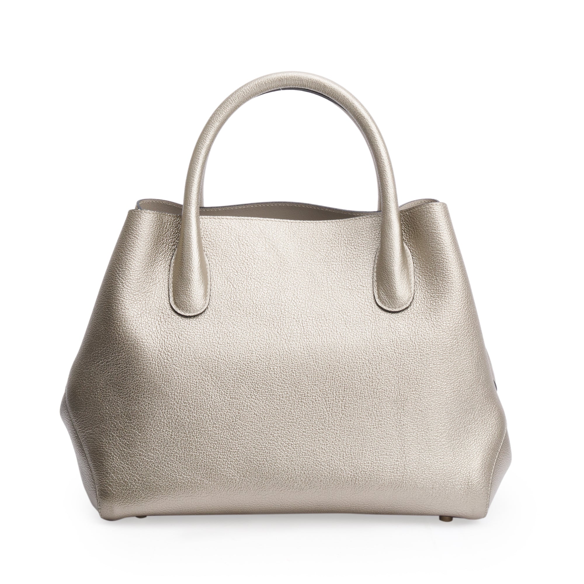 Christian Dior Gold Metallic Calfskin Leather Small Open Bar Tote w/ Strap & Authenticity Card