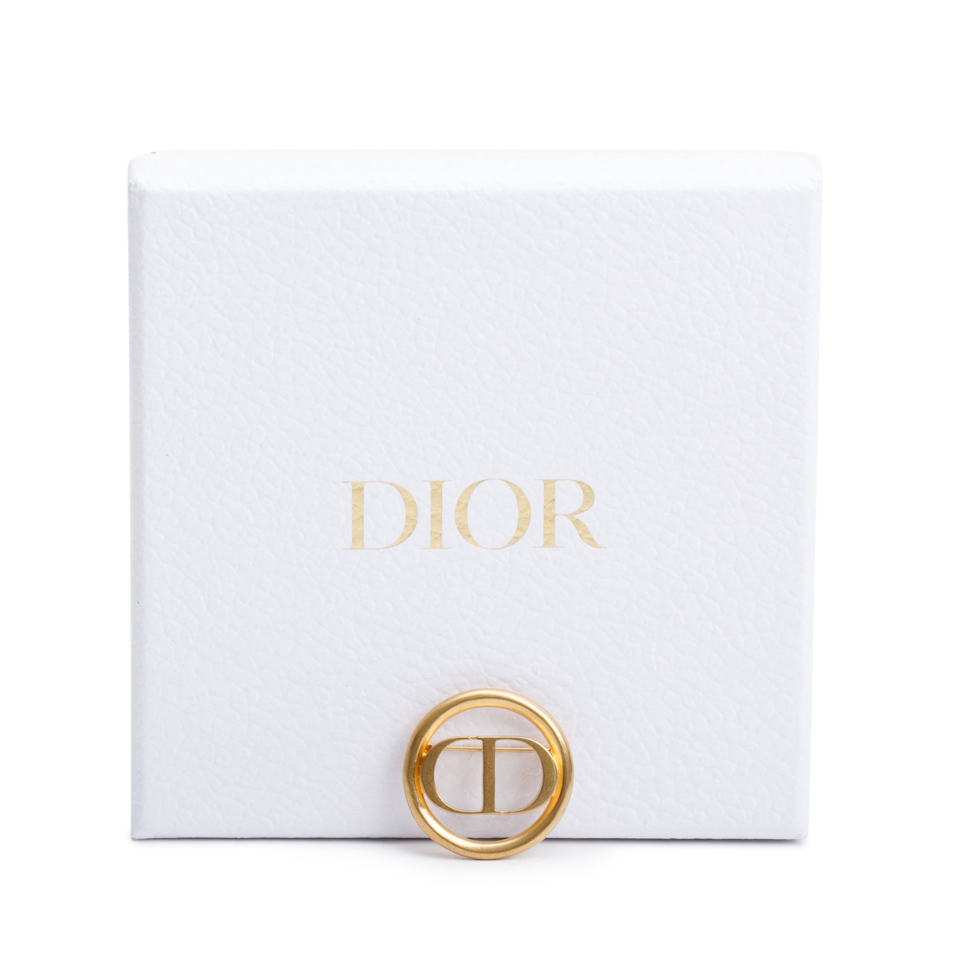 Christian Dior Gold Plated CC Brooch w/ Box