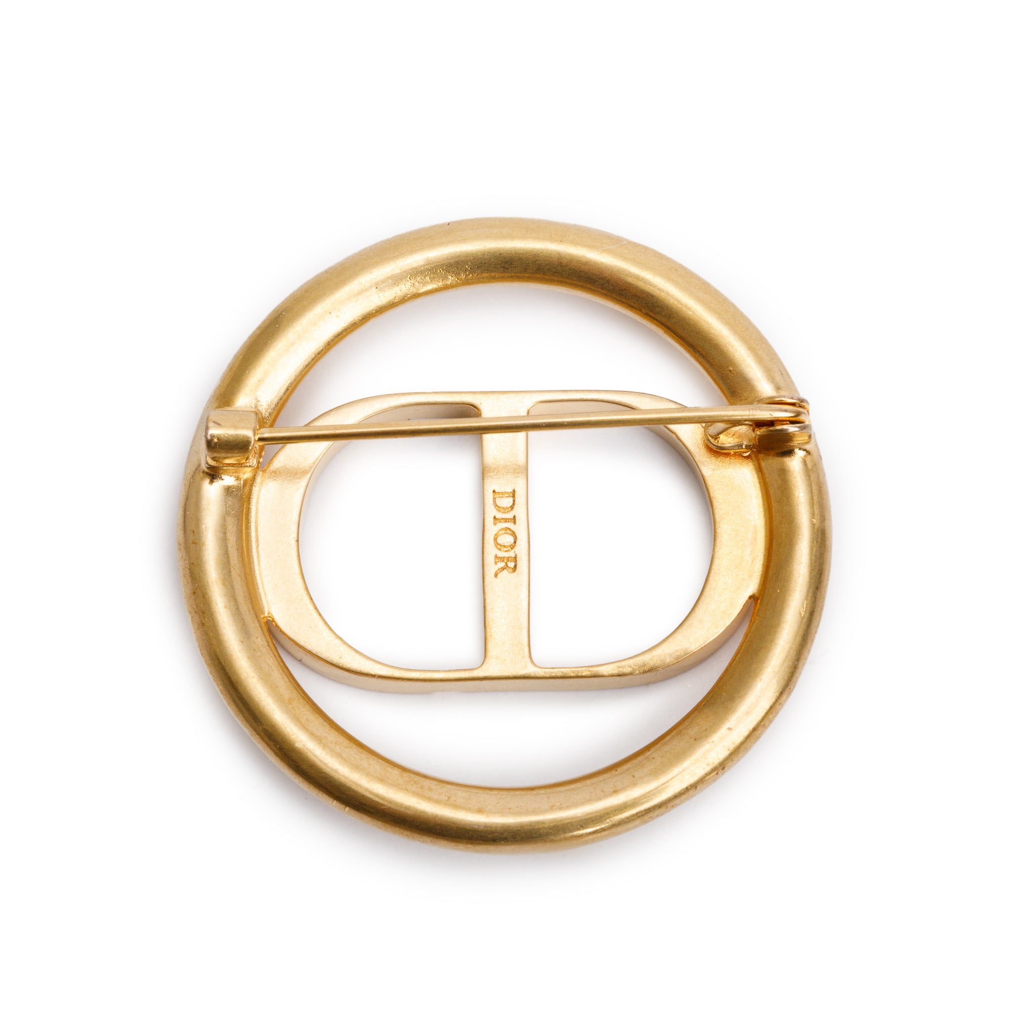 Christian Dior Gold Plated CC Brooch w/ Box