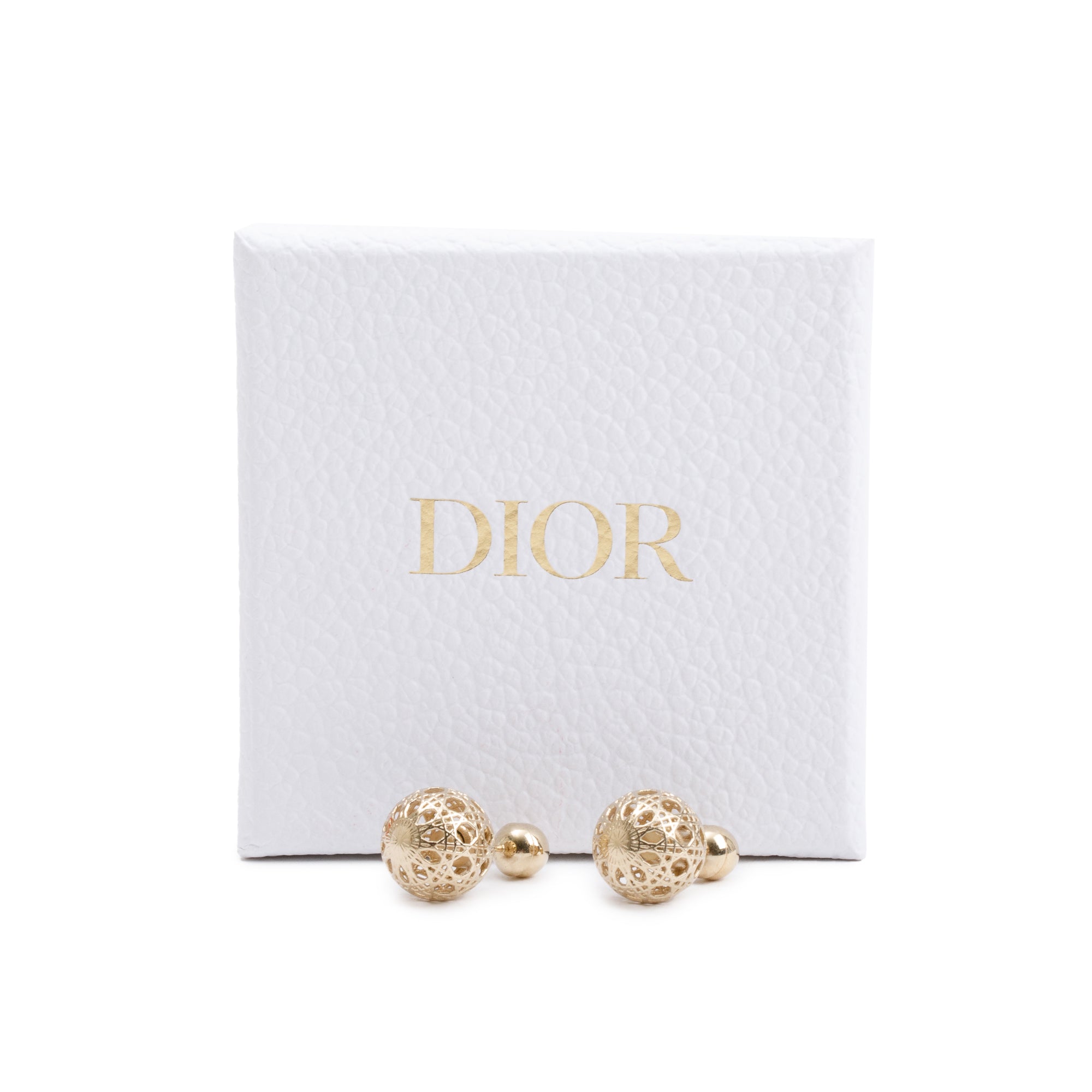 Christian Dior Gold Plated Cannage Mise En Dior Tribales Earrings w/ Box