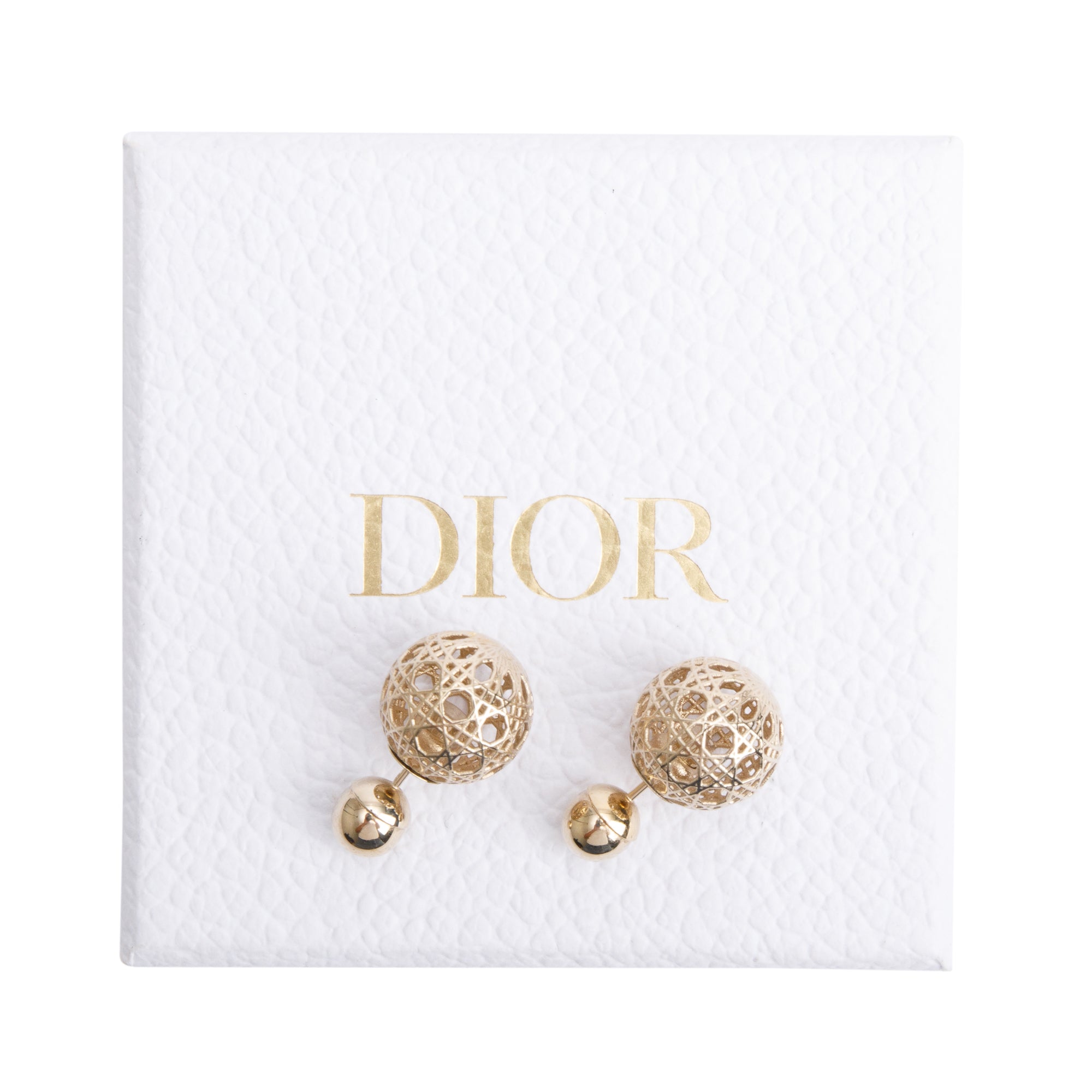 Christian Dior Gold Plated Cannage Mise En Dior Tribales Earrings w/ Box