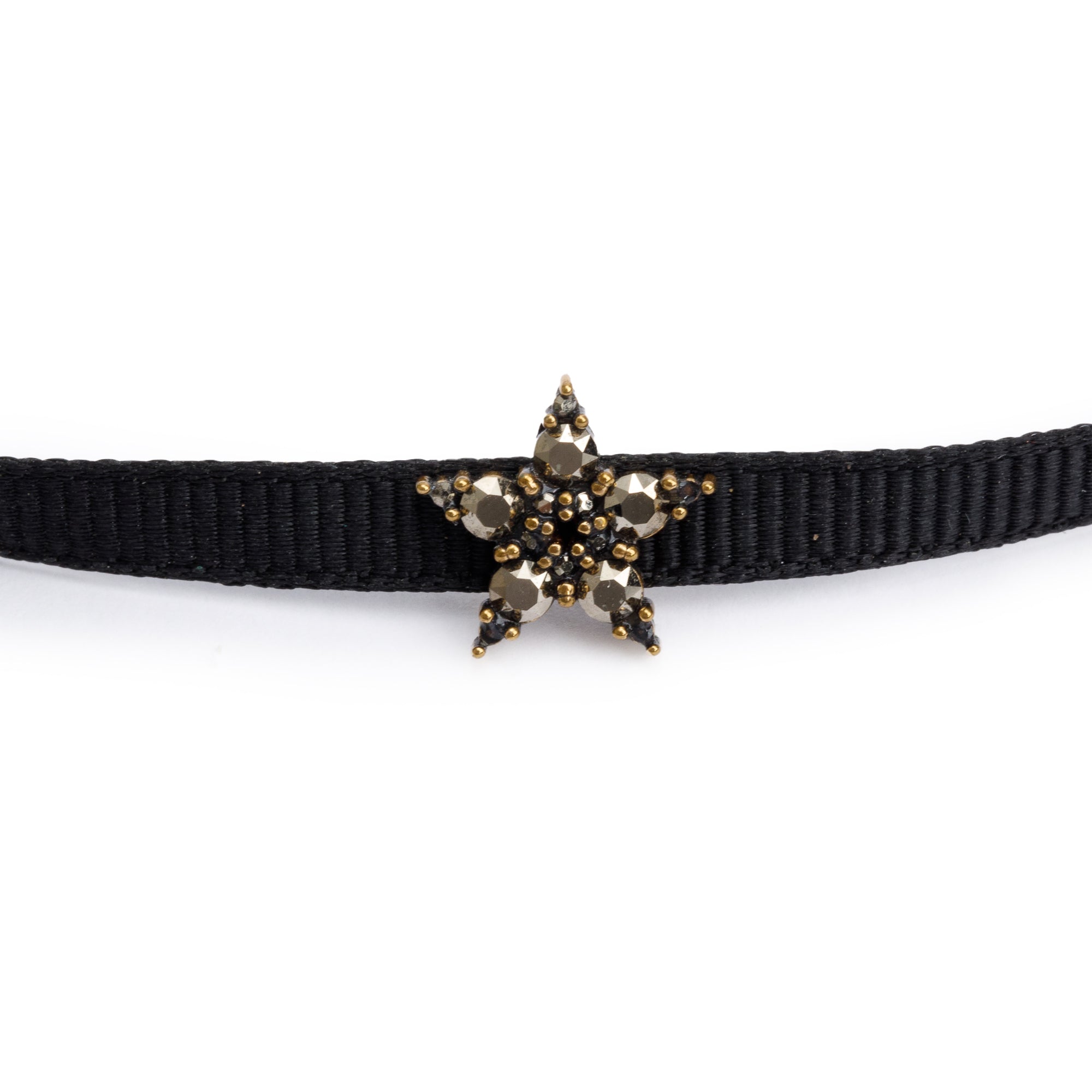 Christian Dior Gold Plated Crystal Star D Porte-Bonheur Choker Necklace