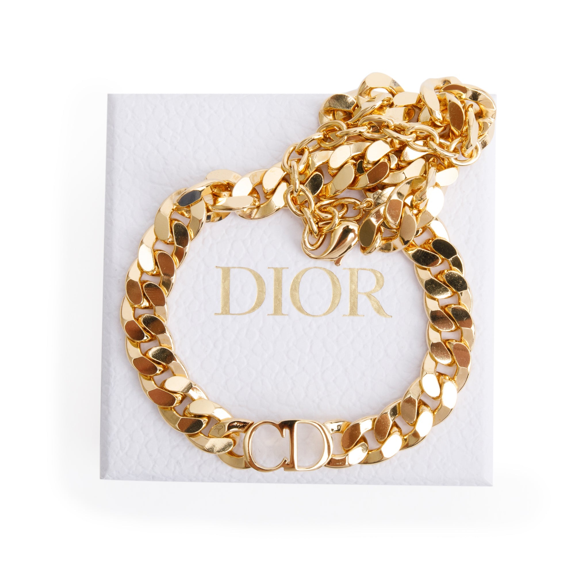 Christian Dior Gold Plated Danseuse Eotile Chain Choker Necklace w/ Box