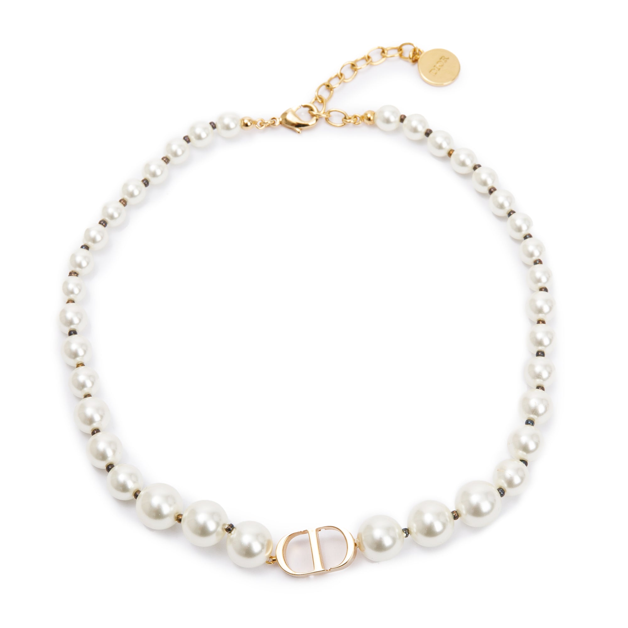 Christian Dior Gold Plated Faux Pearl 30 Montaigne Choker Necklace