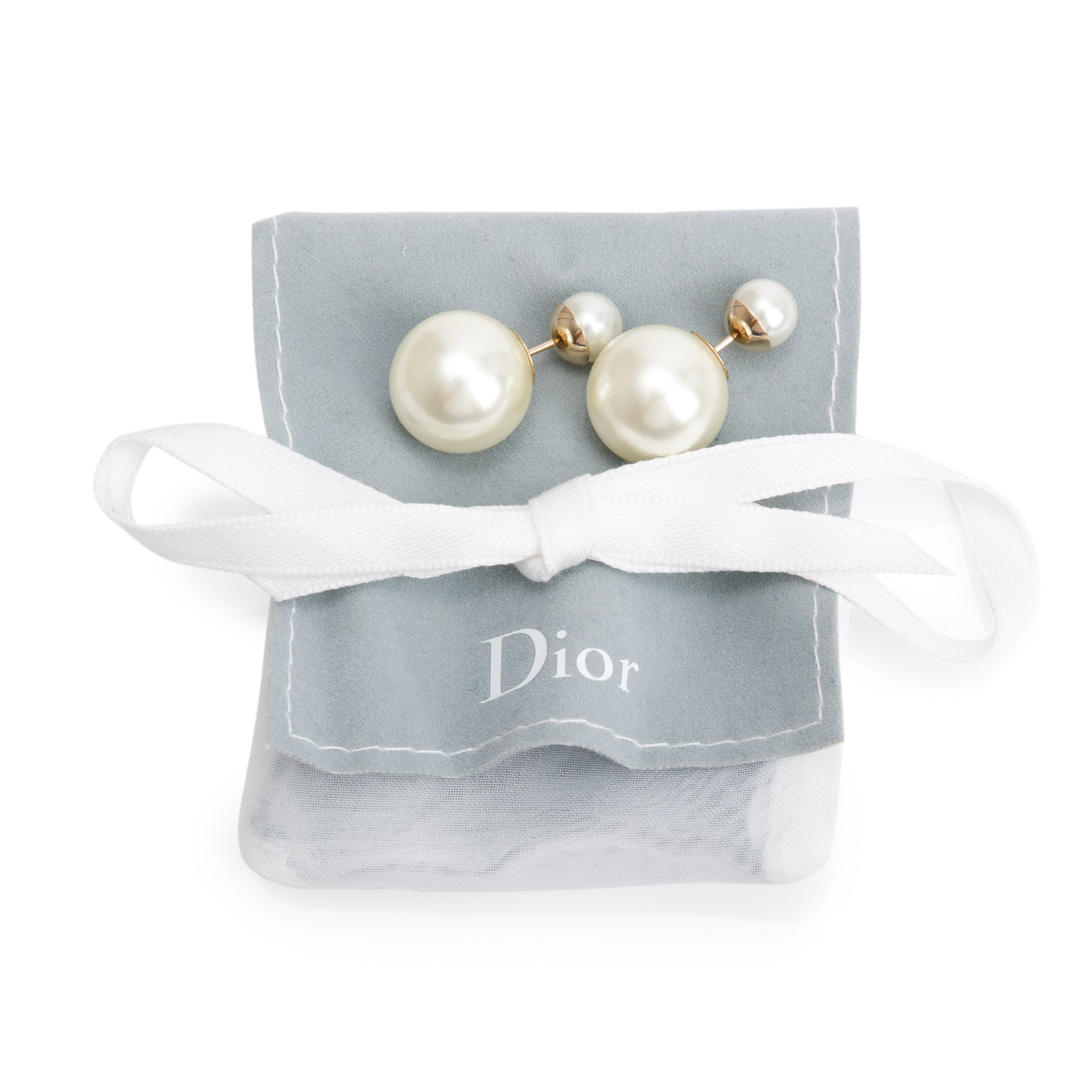 Christian Dior Gold Plated Faux Pearl Tribales Earrings