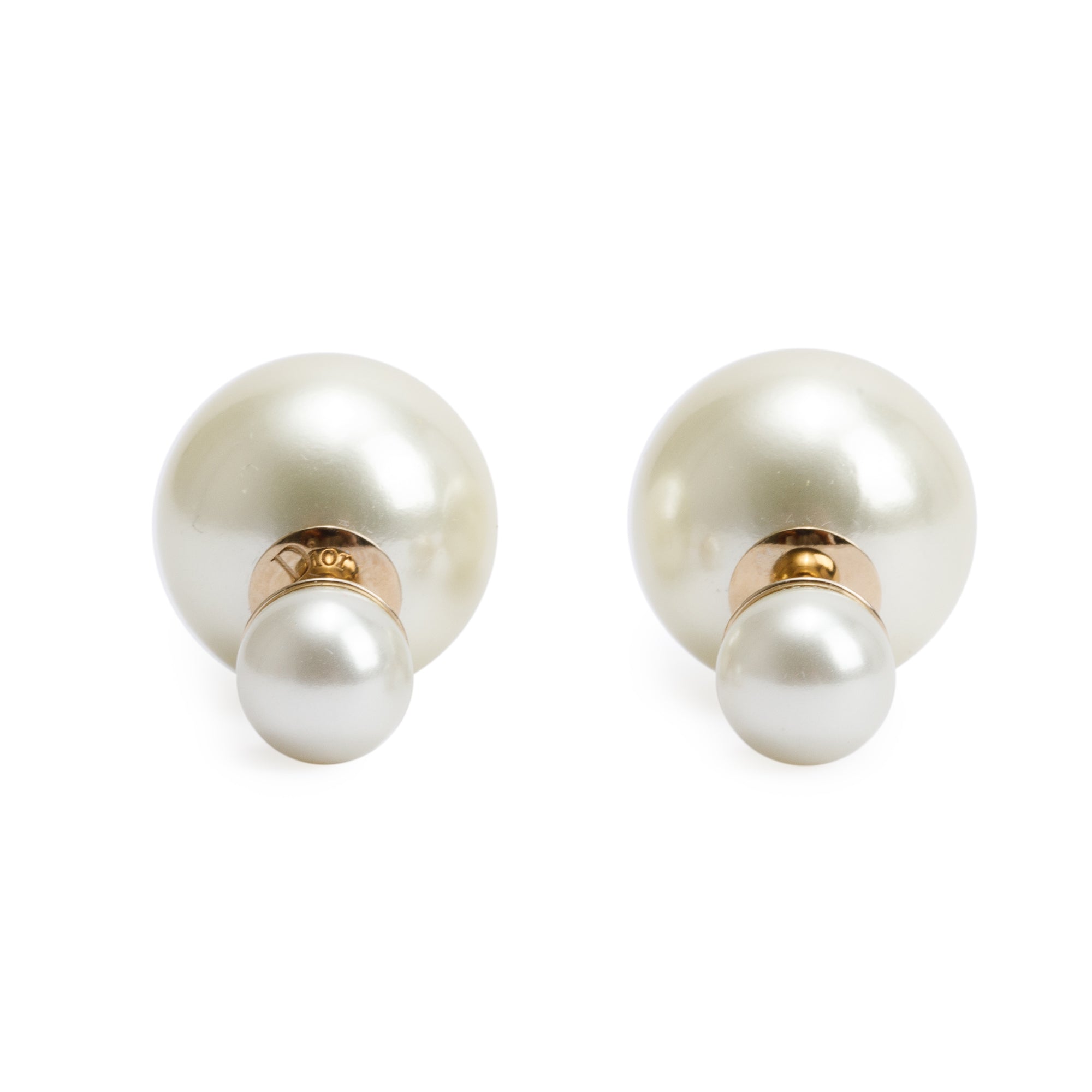 Christian Dior Gold Plated Faux Pearl Tribales Earrings