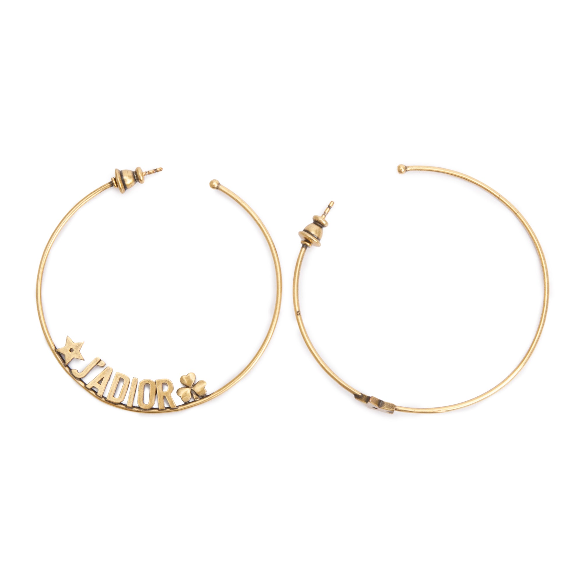 Christian Dior Gold Plated J"ADIOR Hoop Earrings w/ Box