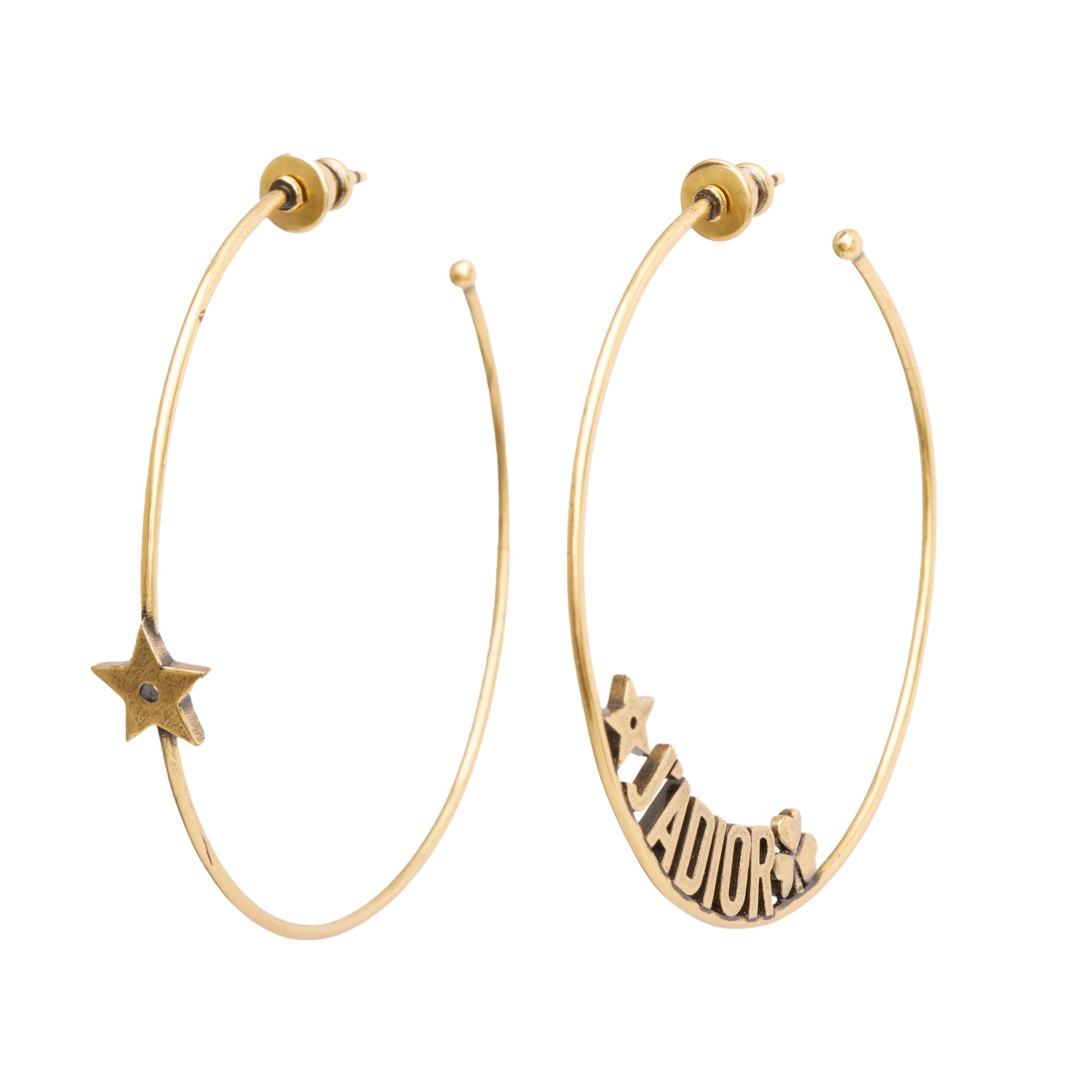 Christian Dior Gold Plated J"ADIOR Hoop Earrings w/ Box