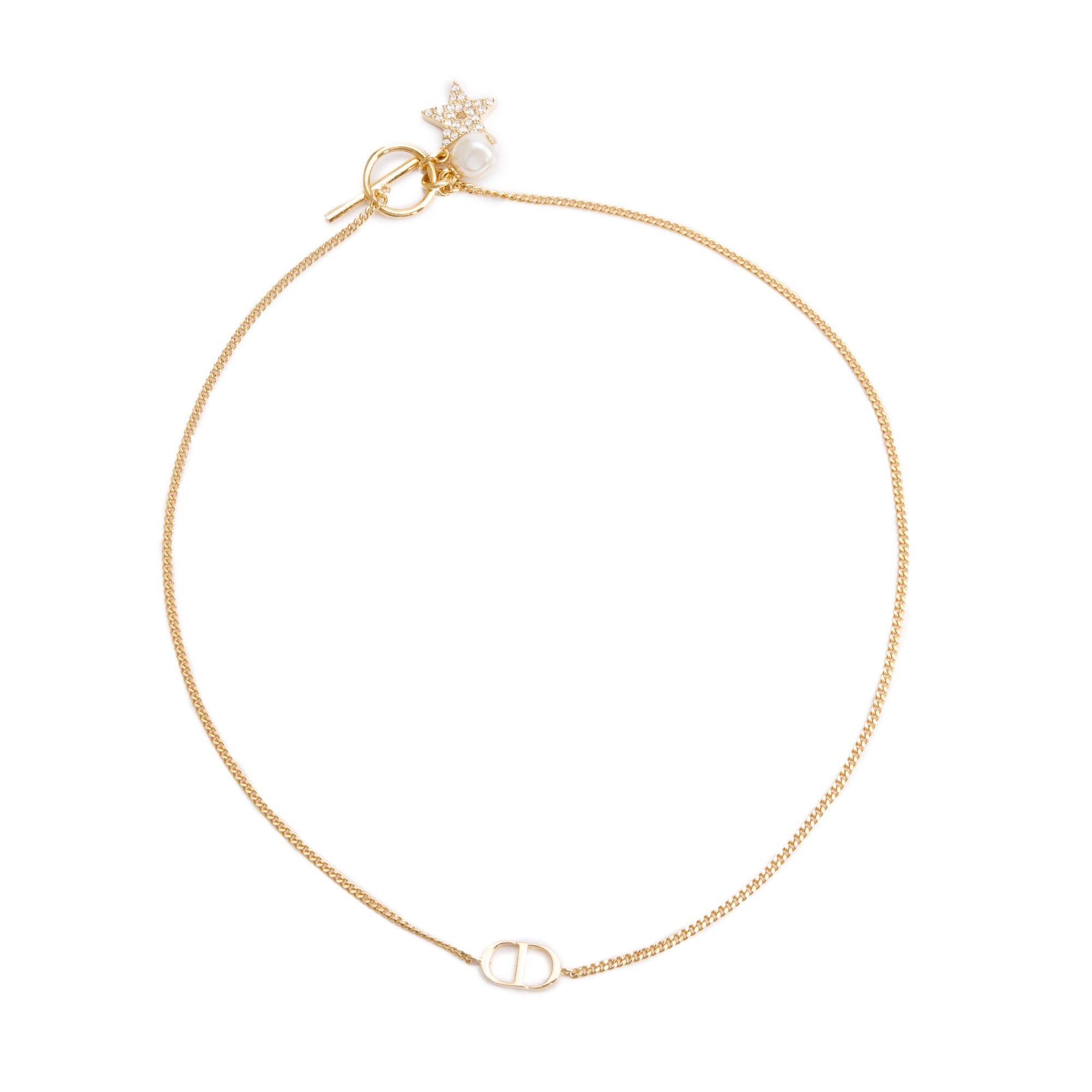 Christian Dior Gold-Plated Petit CD Faux Pearl Double Bracelet