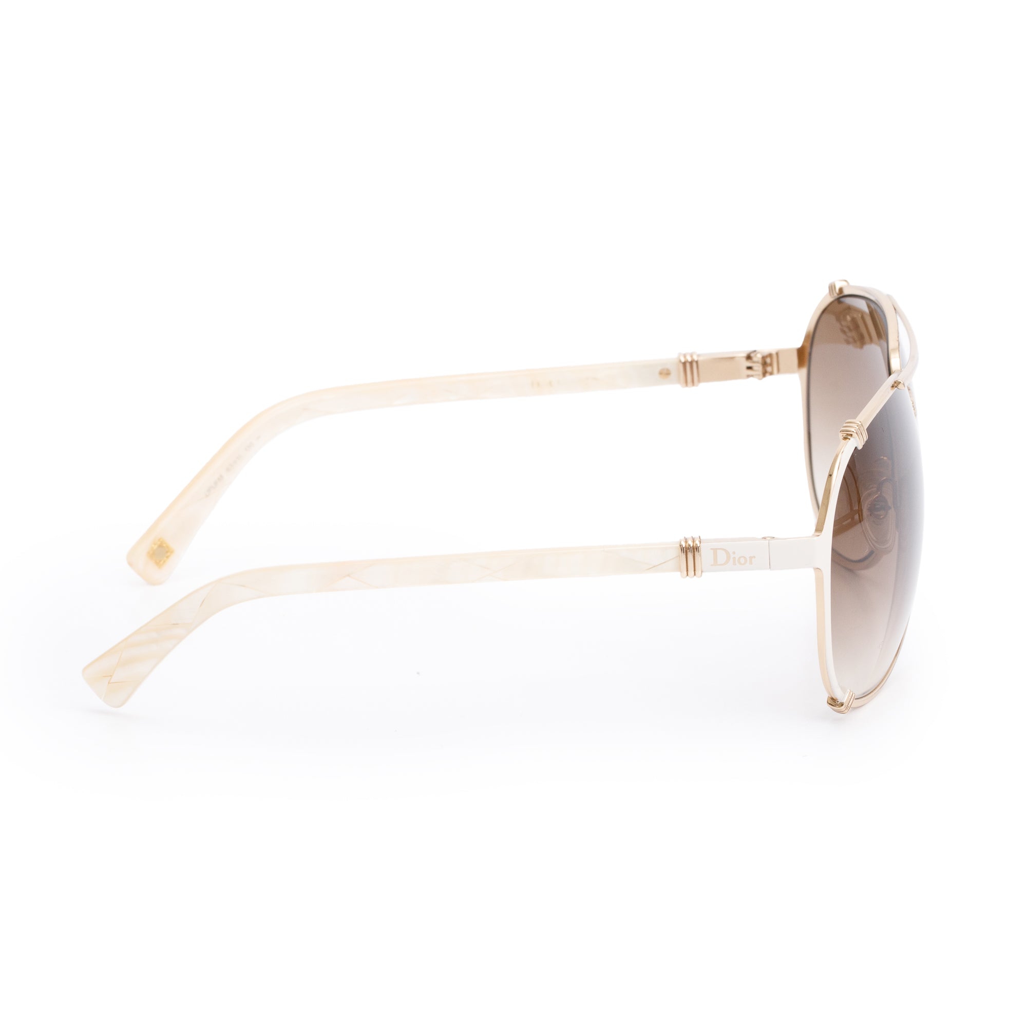 Christian Dior Gold-Tone Metal Mother of Pearl DiorChicago 2 Aviator Sunglasses