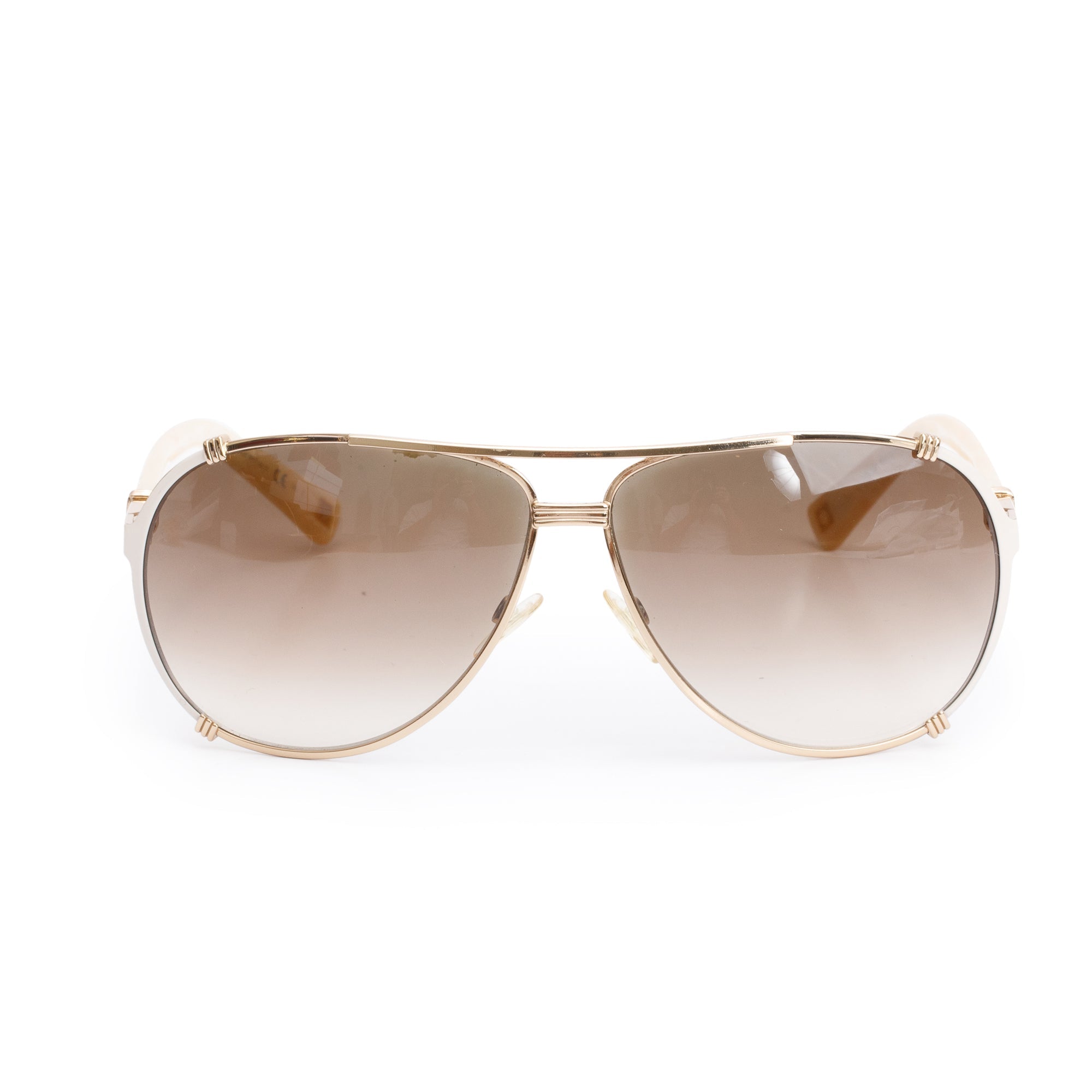 Christian Dior Gold-Tone Metal Mother of Pearl DiorChicago 2 Aviator Sunglasses