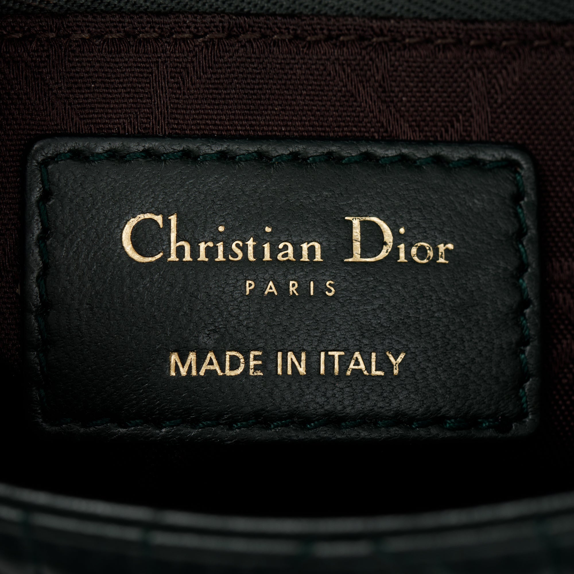 Christian Dior Green Cannage Lambskin Leather Small Lady Dior My Abcdior Bag w/ Strap & Authenticity Card