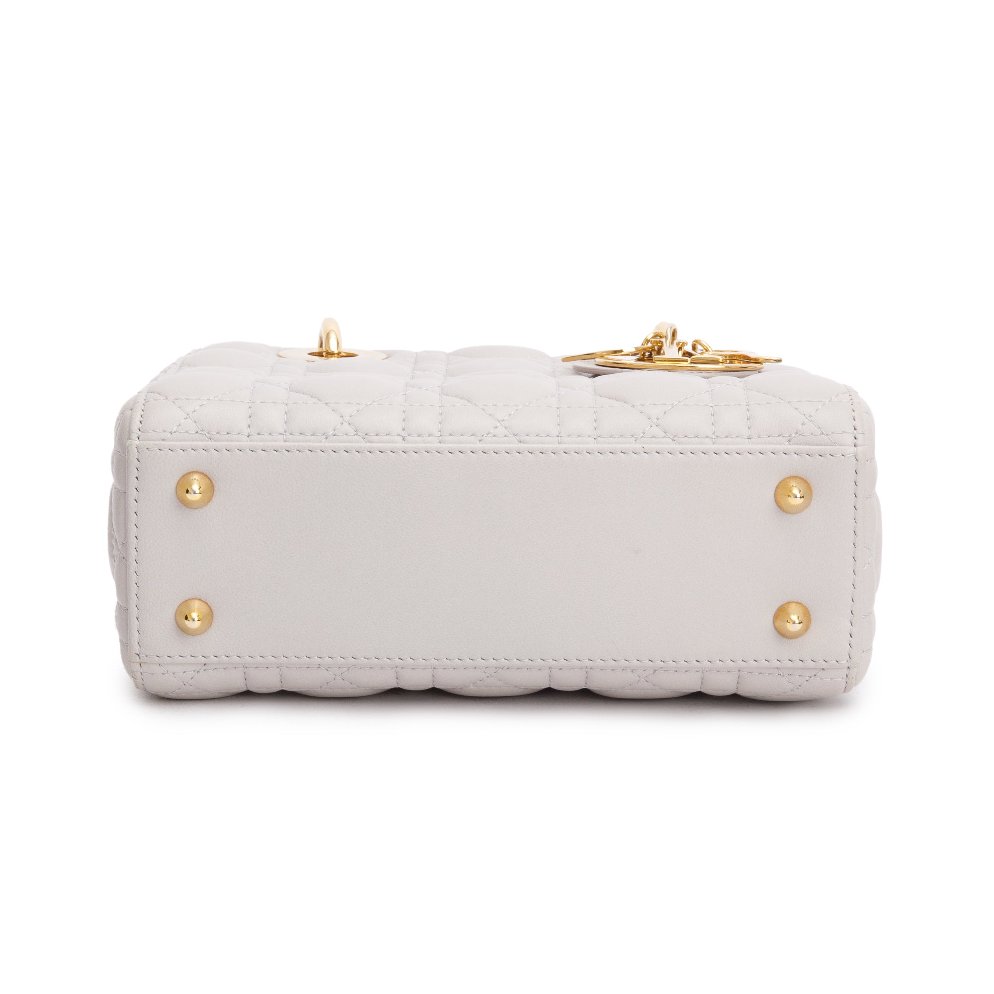 Christian Dior Grey Cannage Lambskin Leather Small Lady Dior Bag